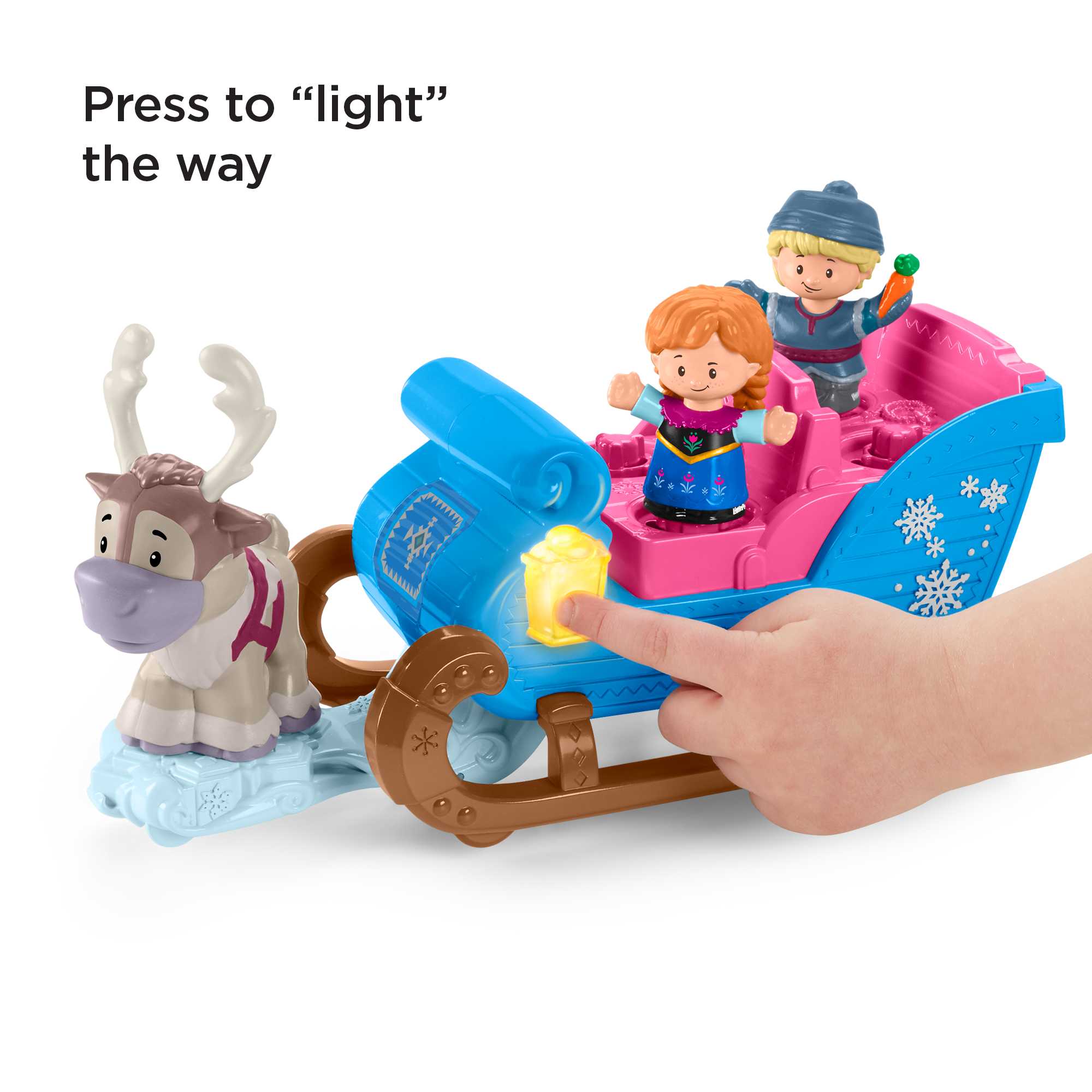 Fisher-Price Little People Disney Frozen Kristoff's Sleigh Vehicle & 3 Figures For Toddlers - Image 4