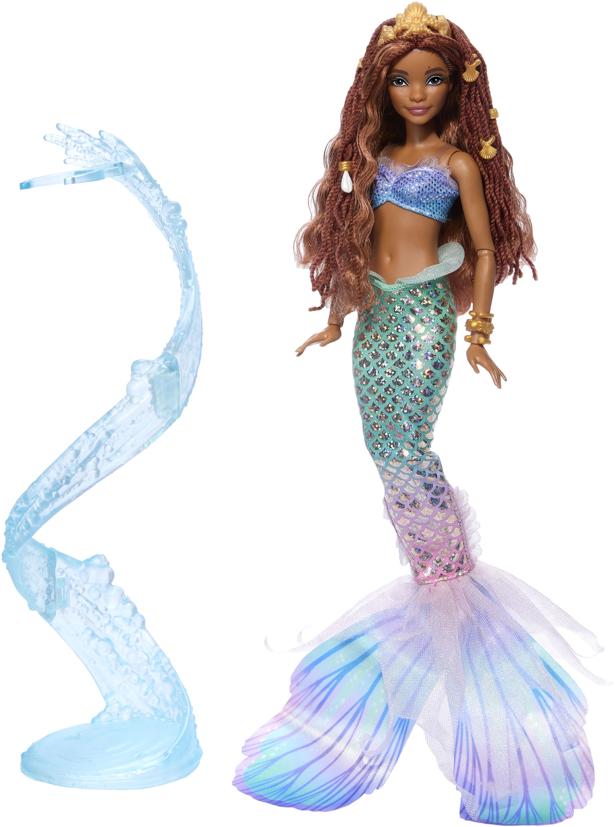 Disney La Petite Sirène   Poupée Ariel deluxe Avec Perles à Mèche et Socle - Image 4