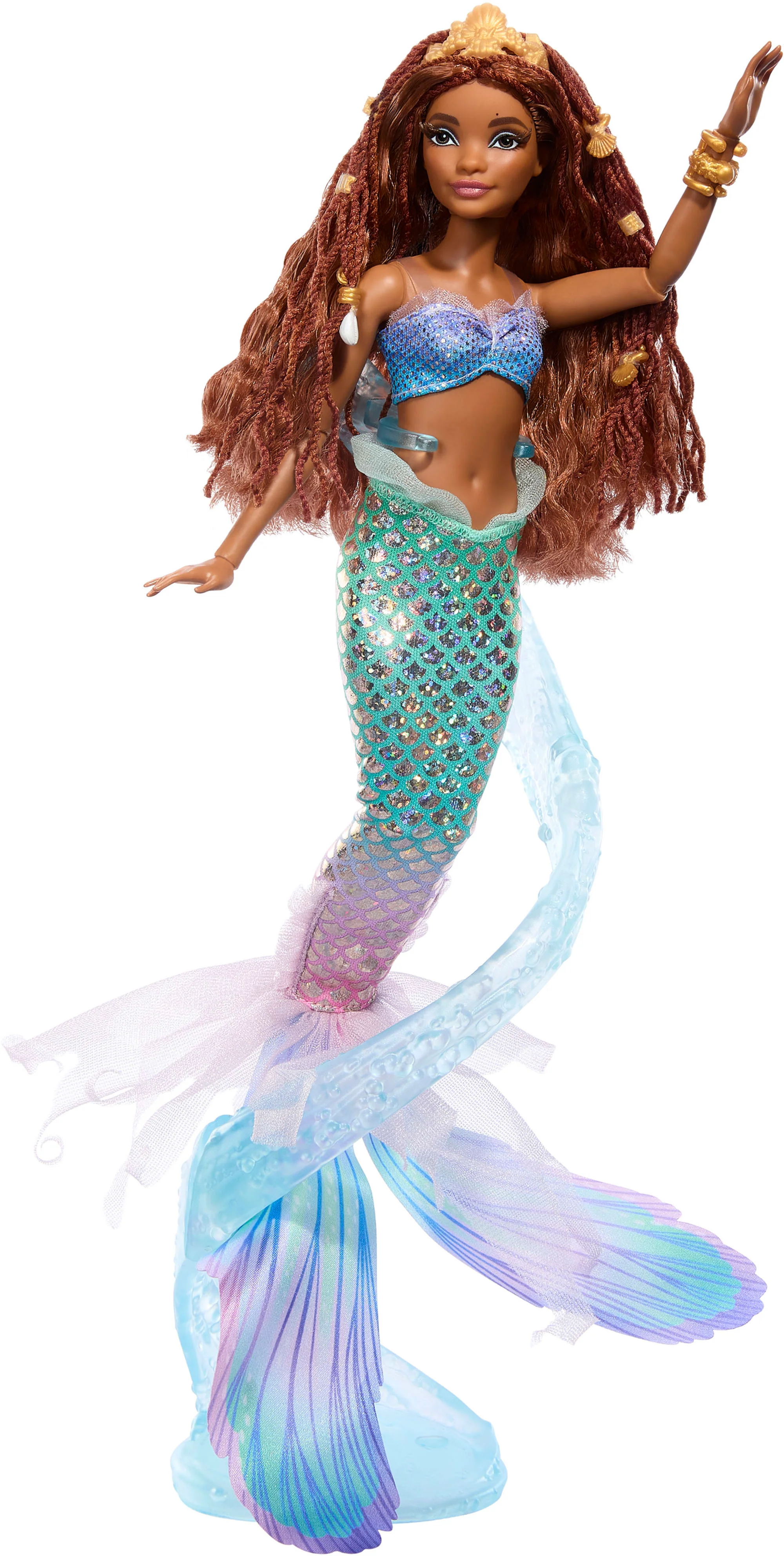 Disney La Petite Sirène   Poupée Ariel deluxe Avec Perles à Mèche et Socle - Image 6