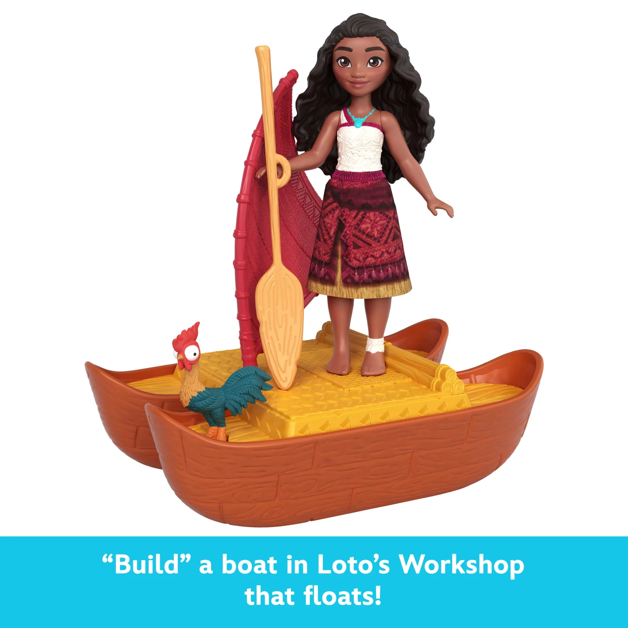 Disney Moana 2 Toys, Moana & Loto's Workshop Playset, 2 Small Dolls, Friend Figure, Boat & Accessories - Image 3