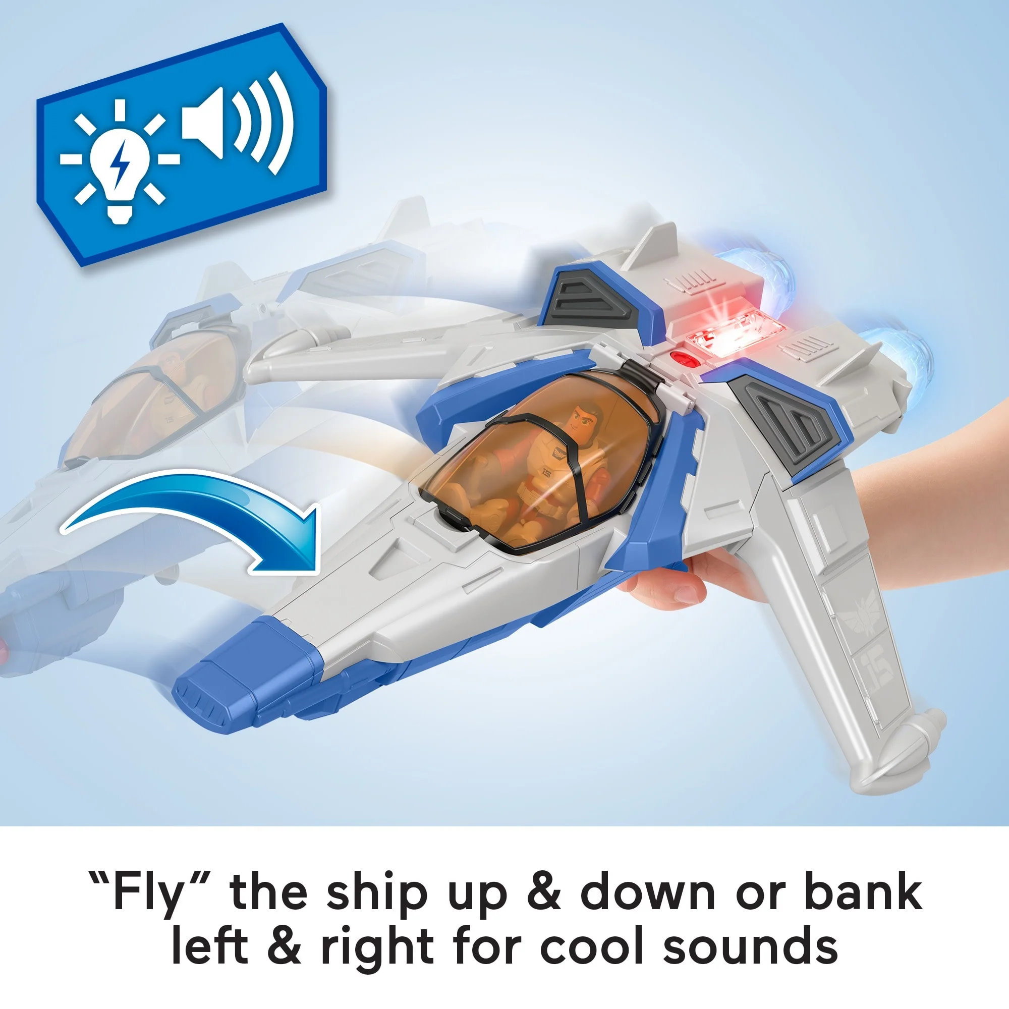 Imaginext Disney And Pixar Lightyear XL-15 Spaceship With Lights & Sounds, Buzz Lightyear Toy - Image 3