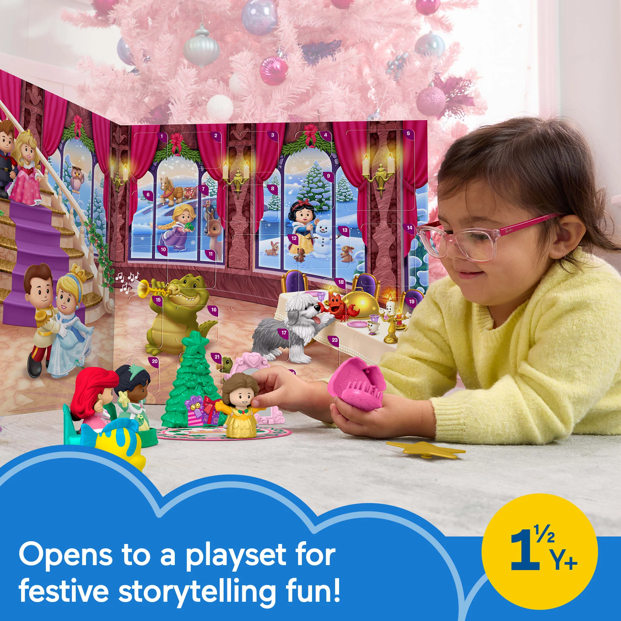 Fisher-Price Little People Disney Princess Advent Calendar For Toddlers & Kids, 24 Toys - Image 2