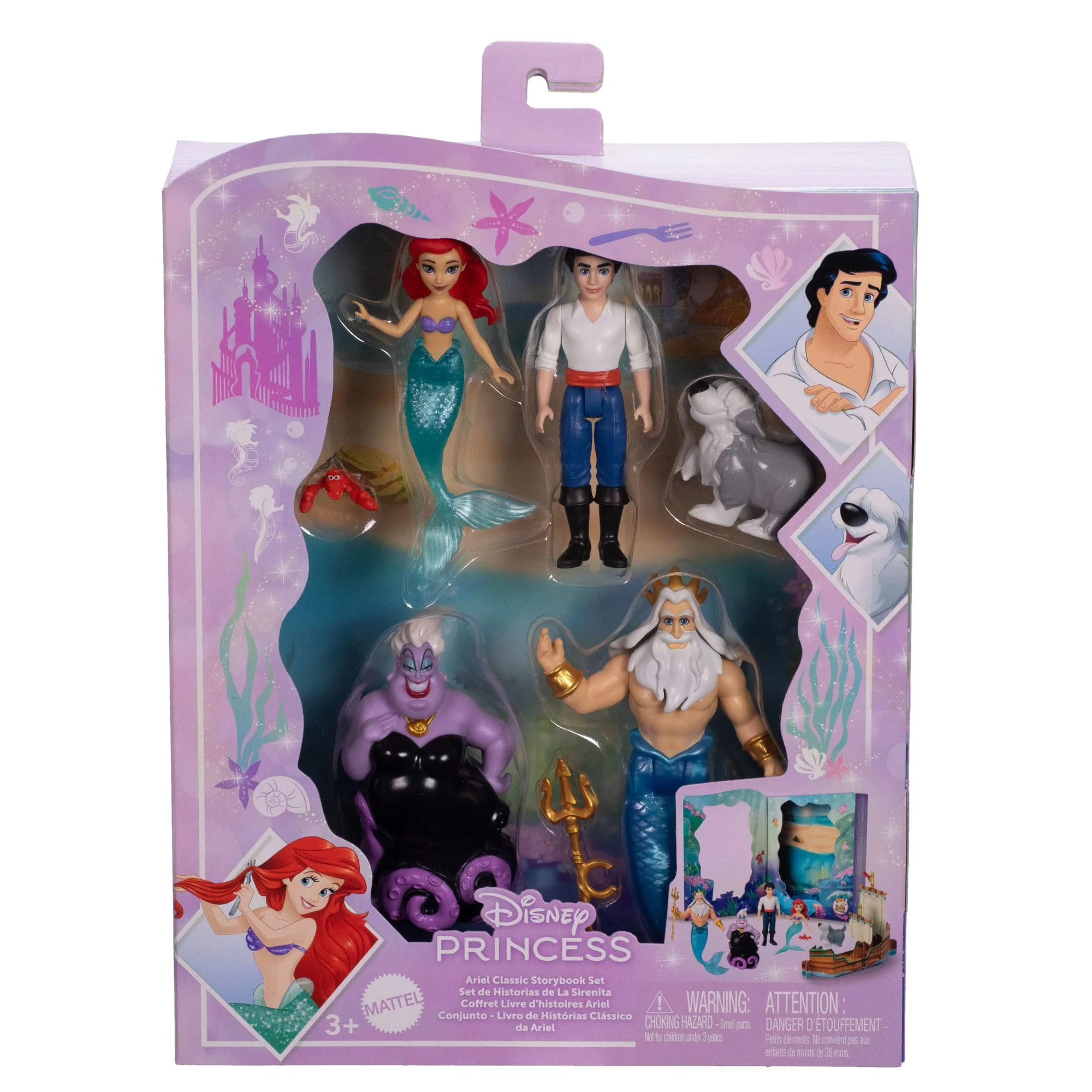Disney Princess Ariel Mermaid Storybook Set With 4 Small Dolls, 2 Figures & 1 Accessory From Movie - Image 5