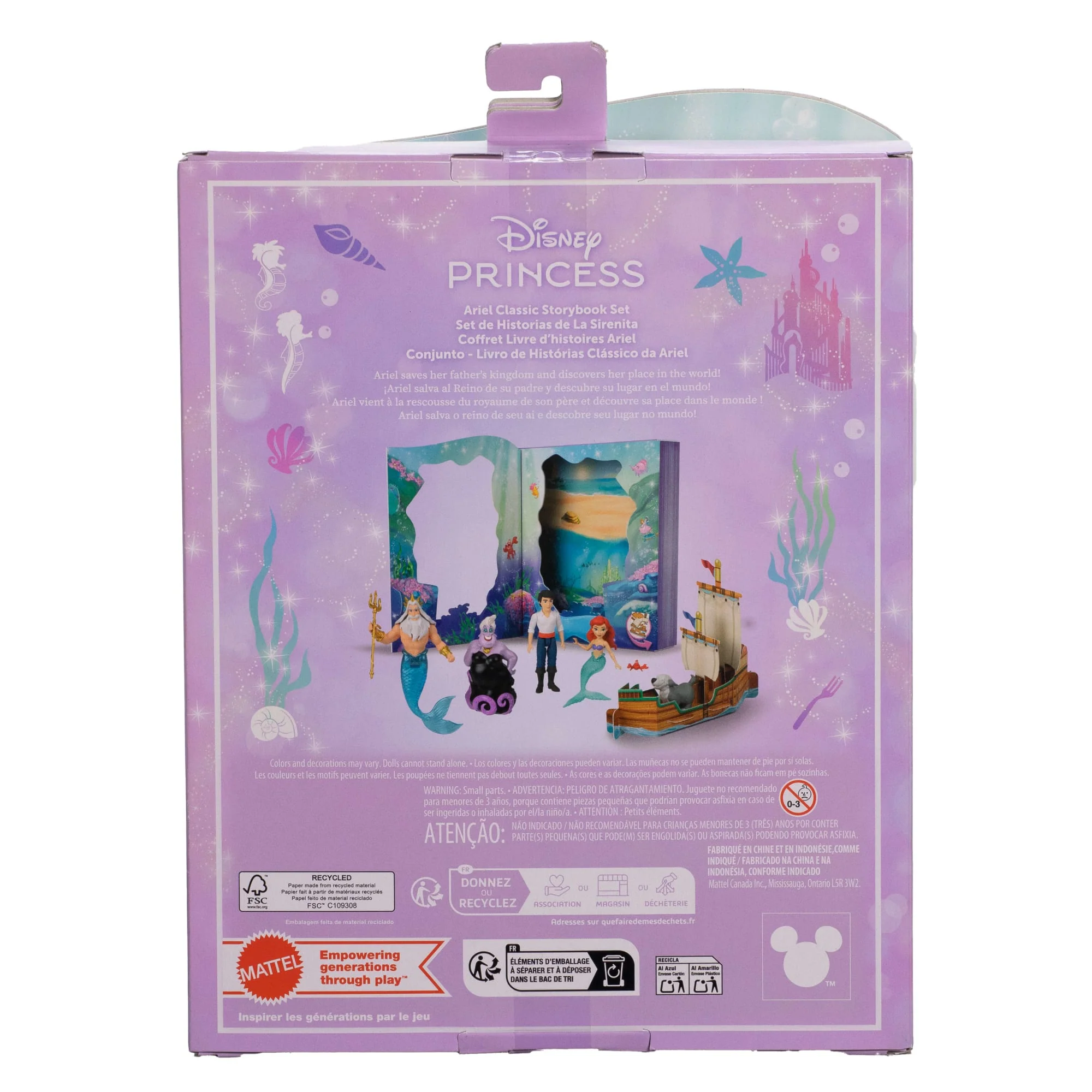 Disney Princess Ariel Mermaid Storybook Set With 4 Small Dolls, 2 Figures & 1 Accessory From Movie - Image 6