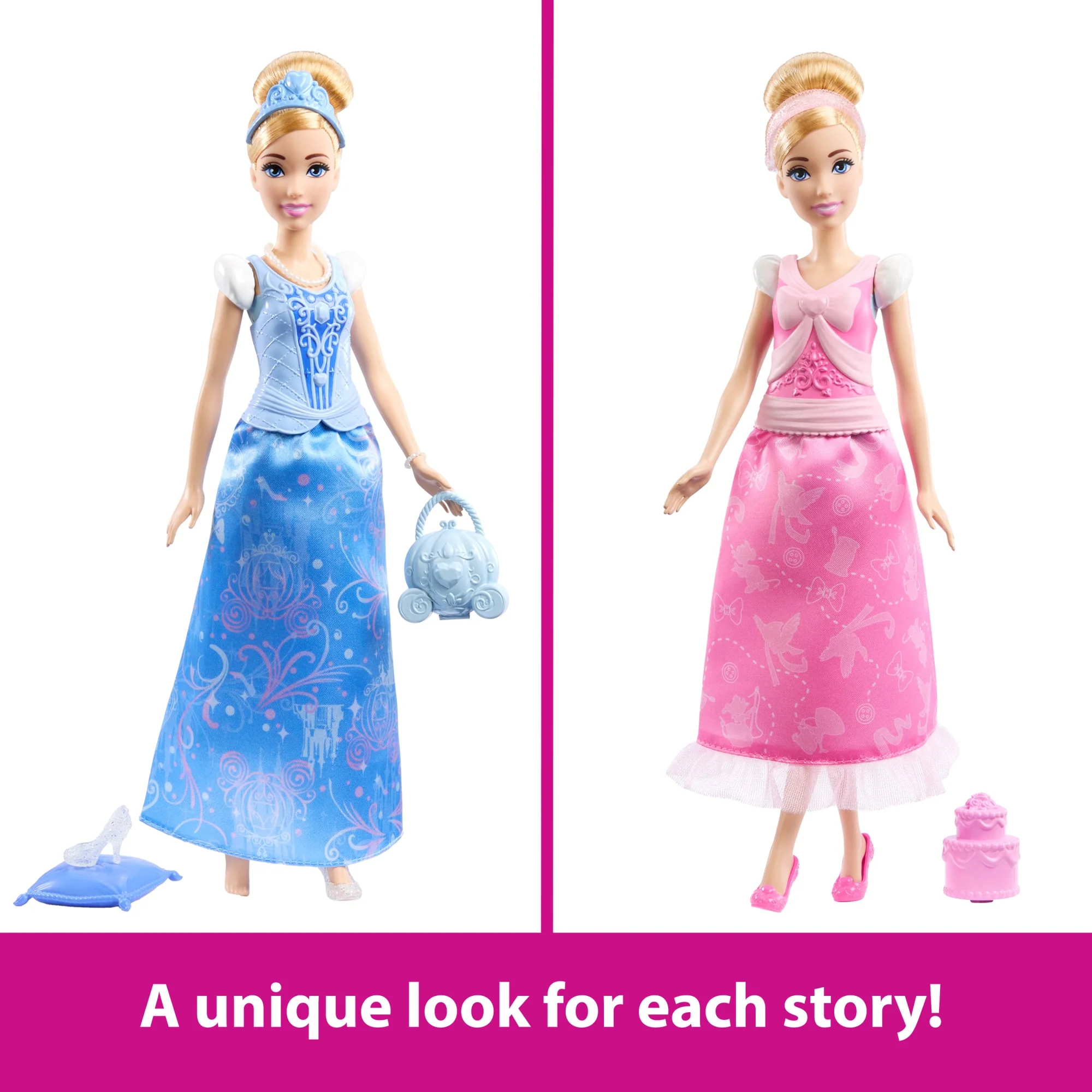 Disney Princess 2-in-1 Stories Cinderella Fashion Doll With 2 Snap-On Bodices, 2 Skirts & 9 Accessories - Image 4
