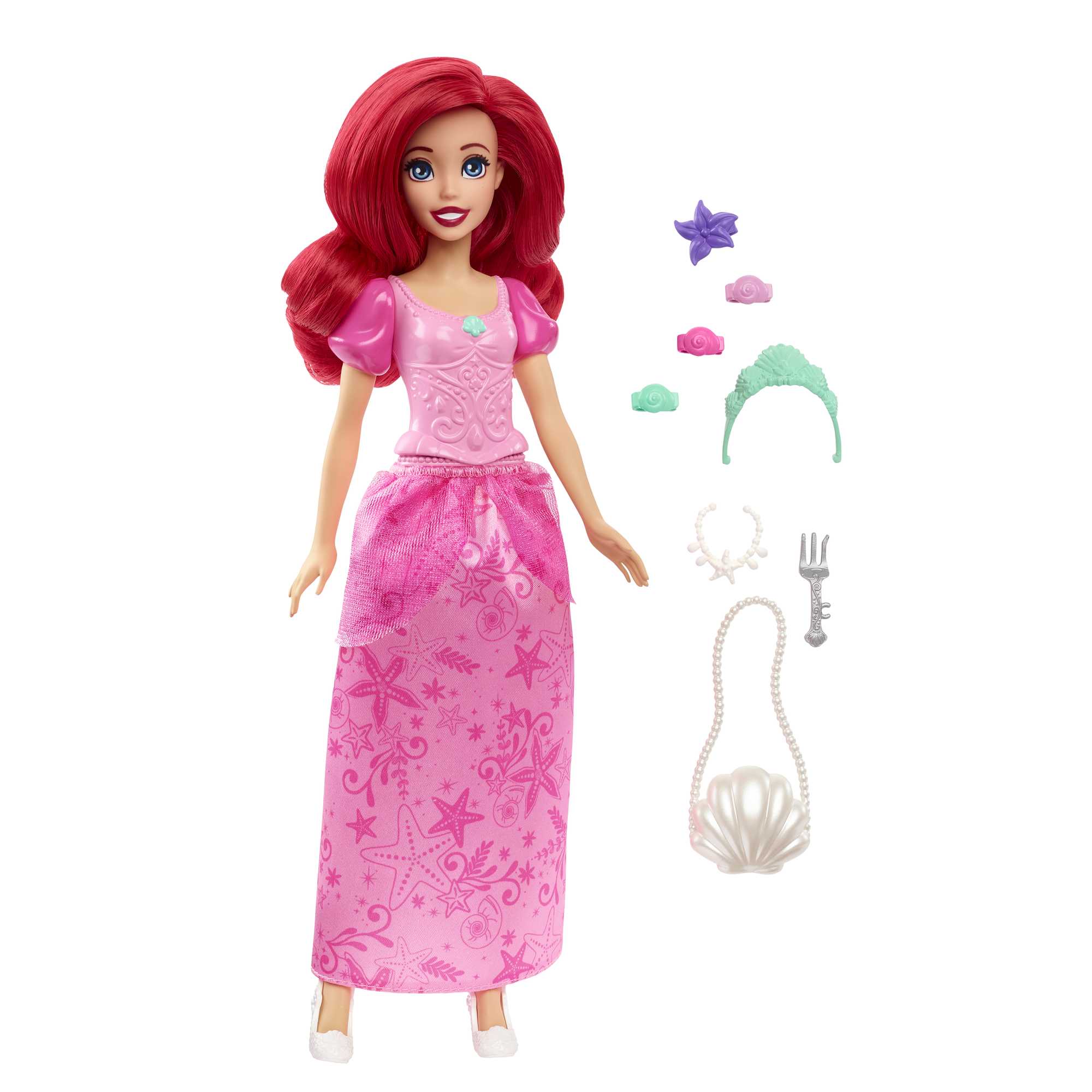 Disney Princess Getting Ready Ariel Fashion Doll in Signature Dress And 9 Accessories - Image 5