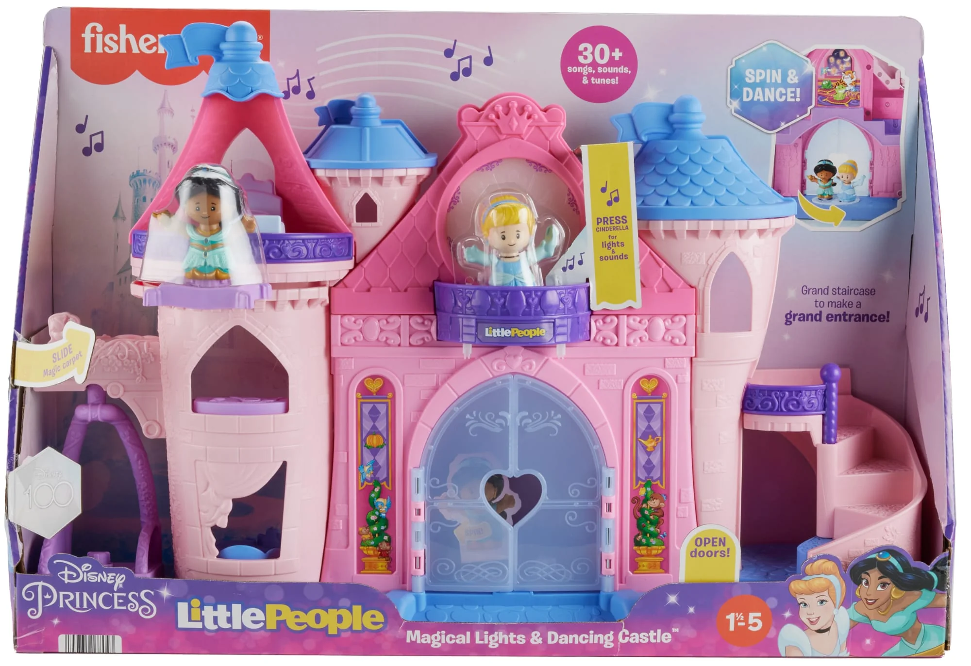 Fisher-Price Little People Disney Princess Magical Lights & Dancing Castle Playset, 2 Figures - Image 6