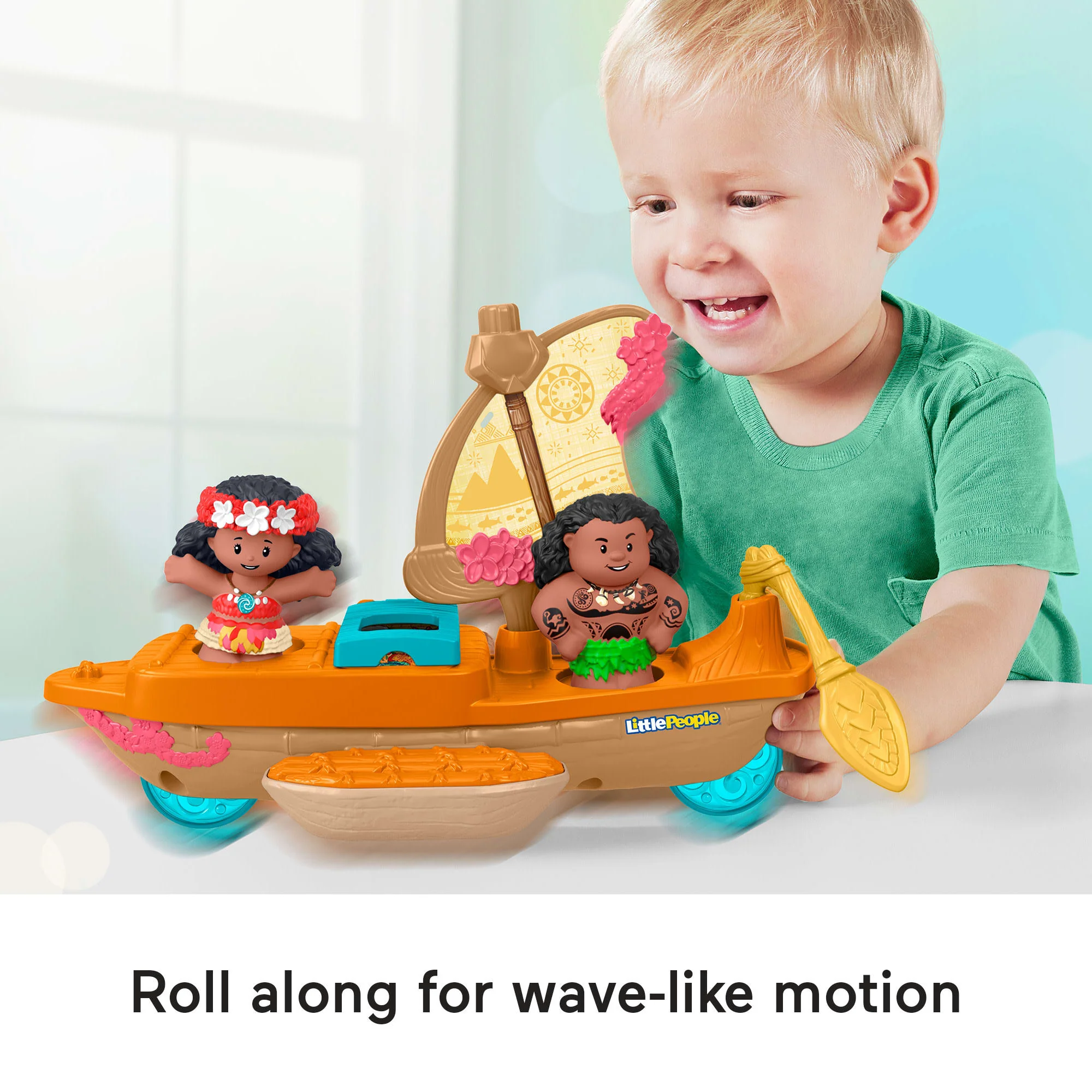 Disney Princess Moana Toys, Moana & Maui's Canoe, Fisher-Price Little People Toddler Toys - Image 3