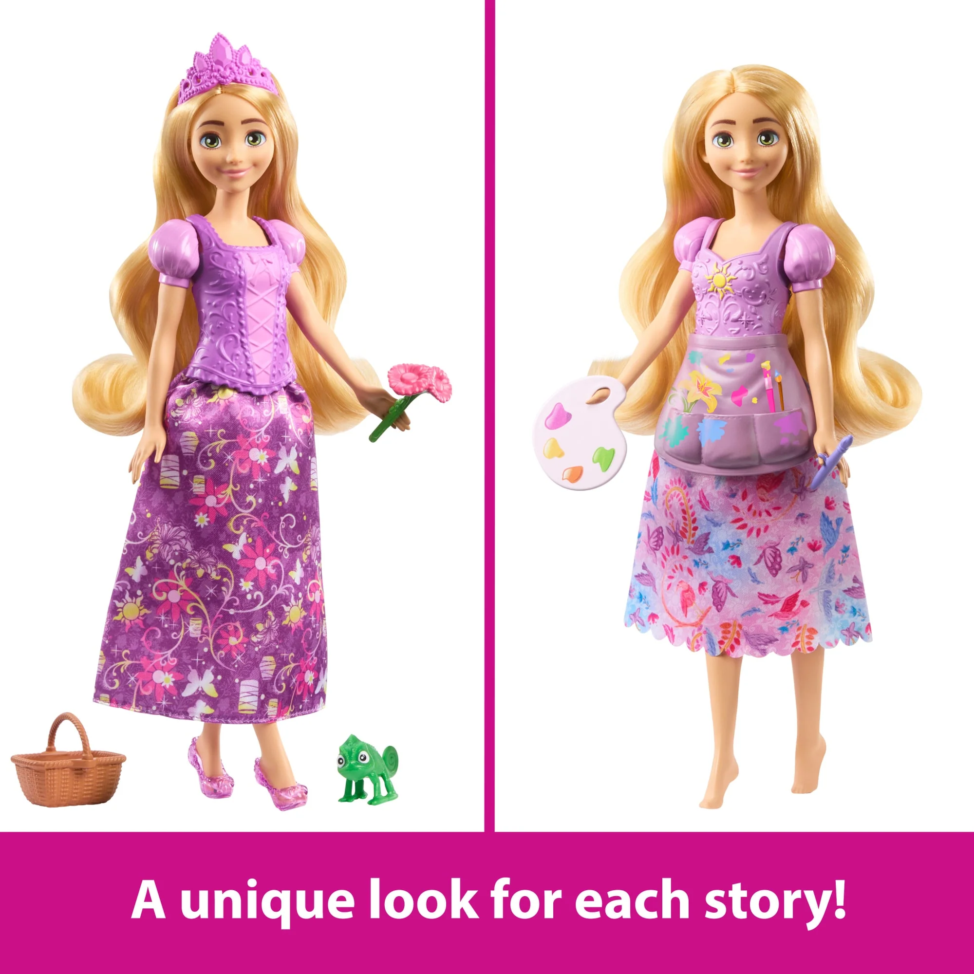 Disney Princess 2-in-1 Stories Rapunzel Fashion Doll With 2 Snap-On Bodices, 2 Skirts & 9 Accessories - Image 4