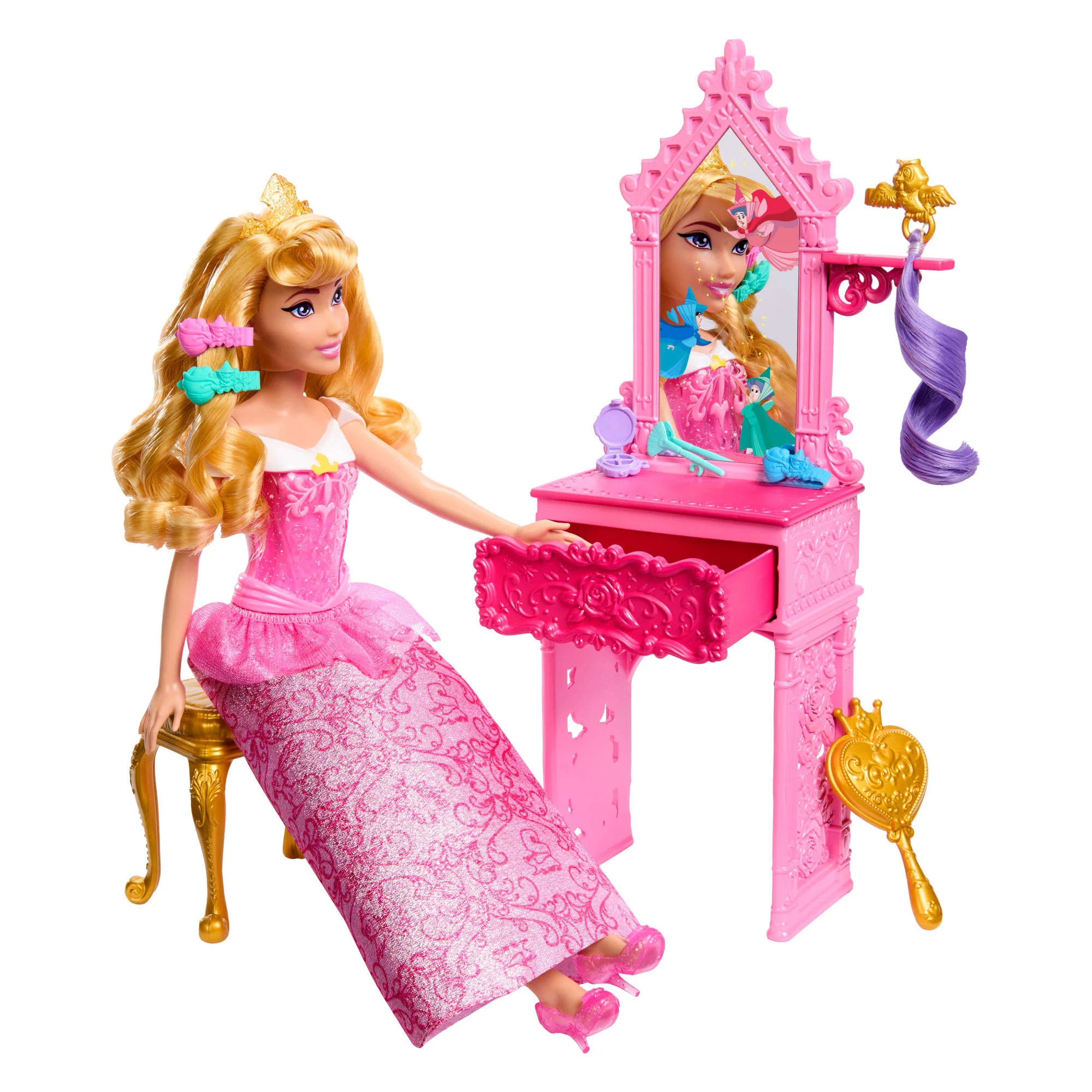 Disney Princess Enchanted Stories Aurora Styling Set W/ Vanity & 9 Accessories, Inspired By Movie - Image 4
