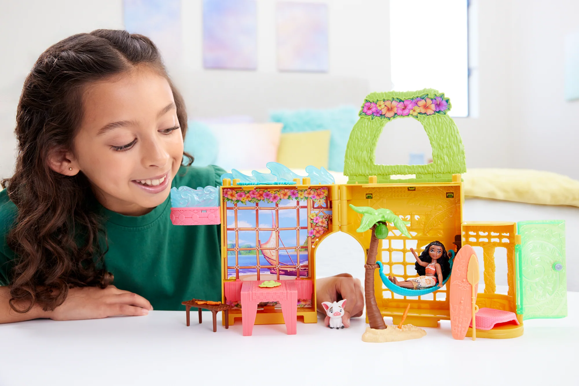 Disney Princess Moana Storytime Stackers Doll House With Small Doll, Animal Friend & 9 Accessories - Image 2