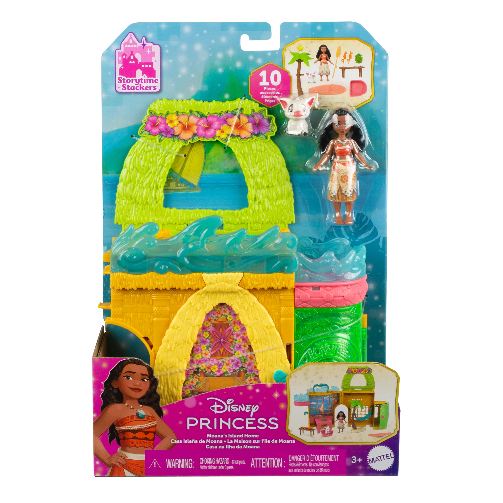 Disney Princess Moana Storytime Stackers Doll House With Small Doll, Animal Friend & 9 Accessories - Image 6