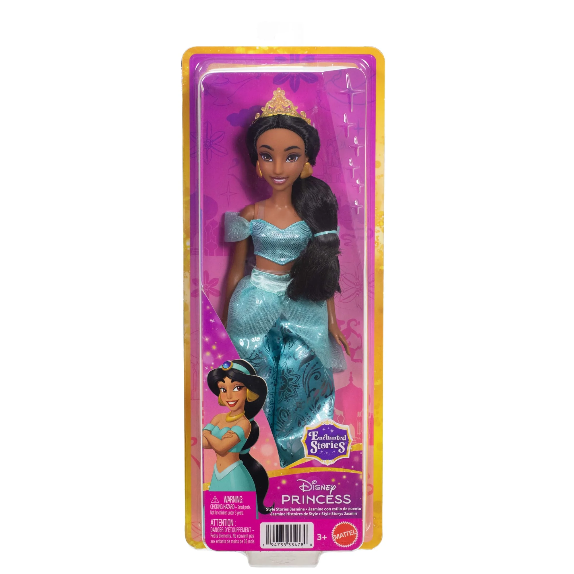 Disney Princess Enchanted Stories Jasmine Fashion Doll With Sparkling Outfit & Accessories, Posable - Image 6