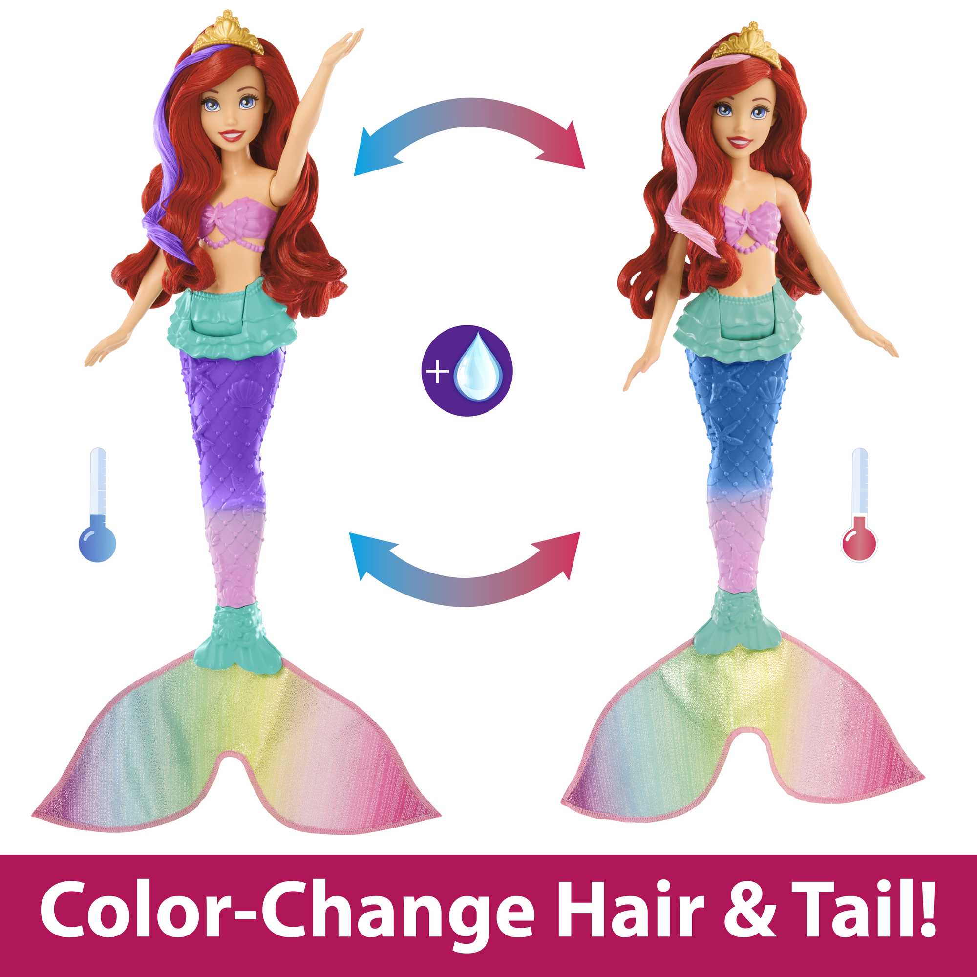 Disney Princess Toys, Ariel Swimming Mermaid Doll - Image 3