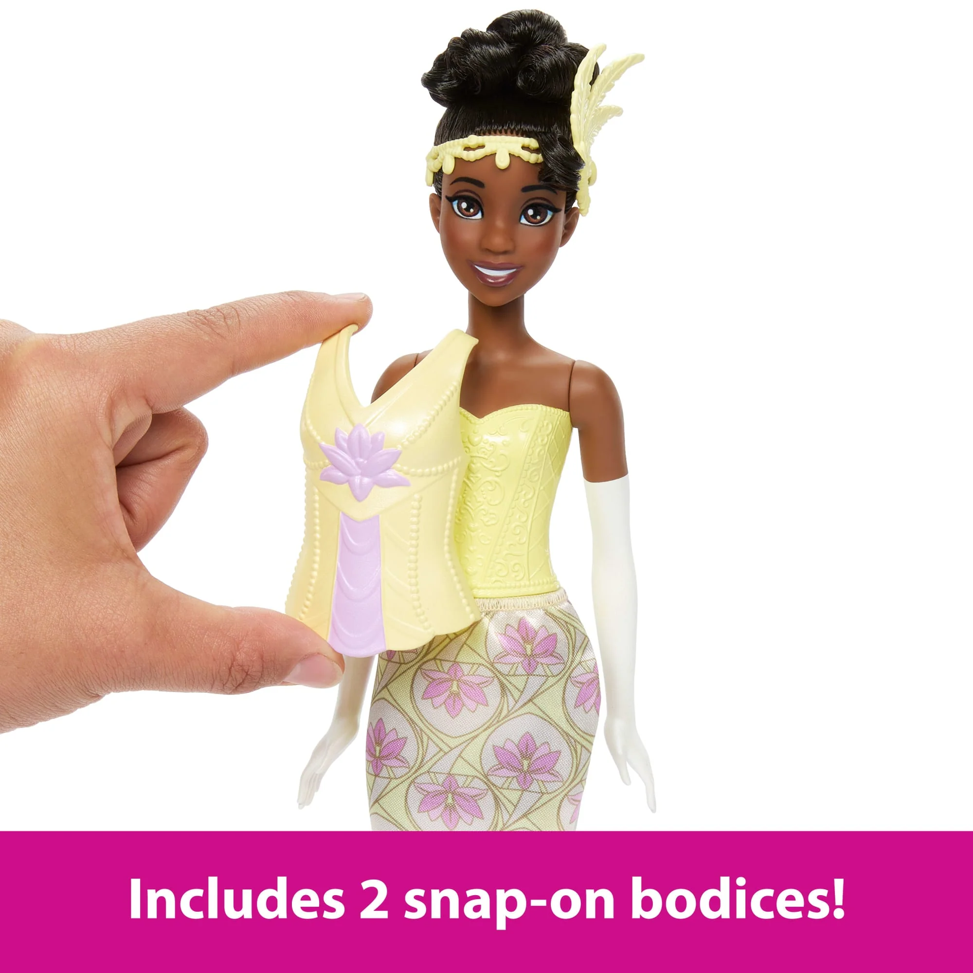 Disney Princess 2-In-1 Stories Tiana Fashion Doll With 2 Snap-On Bodices, 2 Skirts & 9 Accessories - Image 3