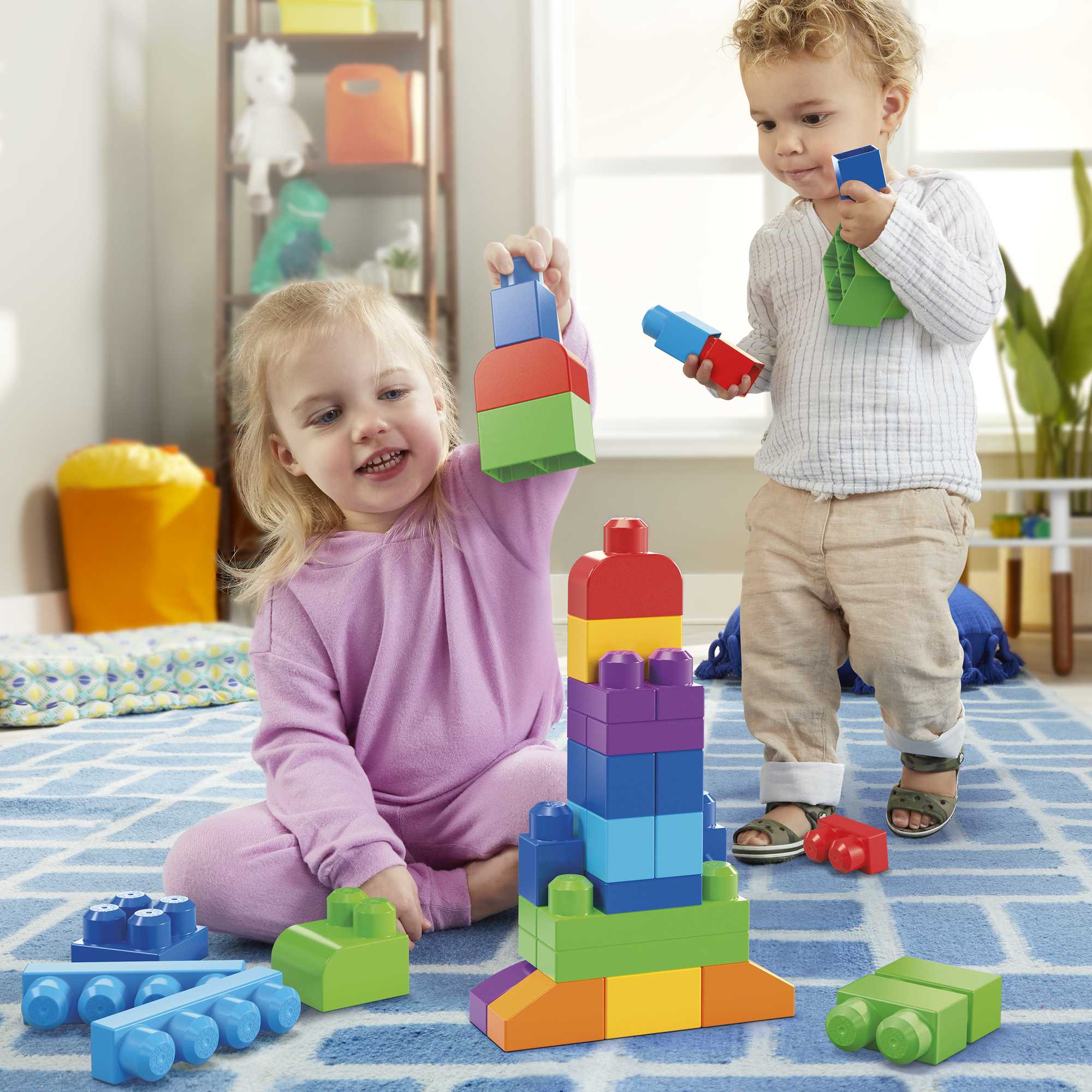 MEGA Bloks Big Building Bag Building Set With 60 Big Building Blocks - Image 2