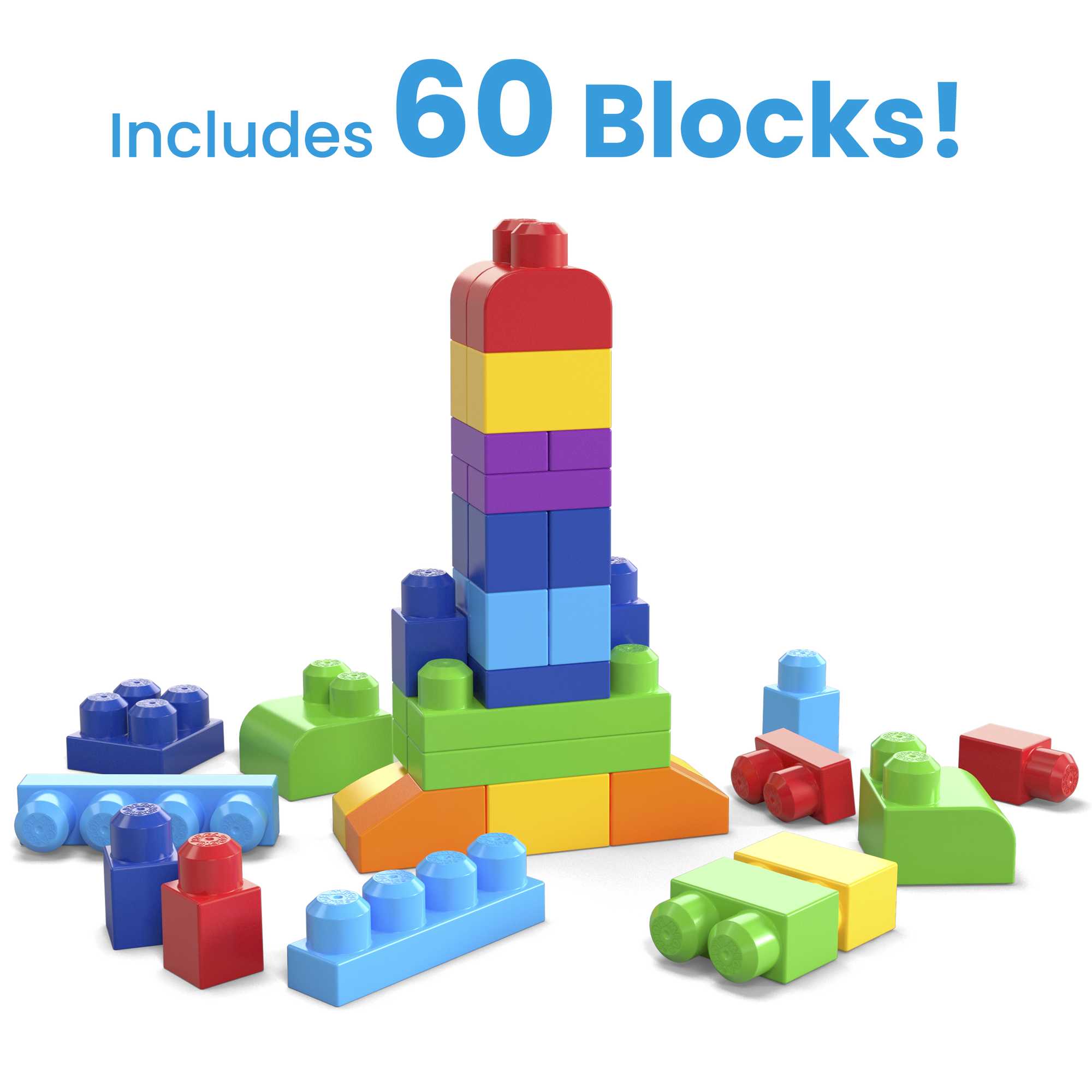 MEGA Bloks Big Building Bag Building Set With 60 Big Building Blocks - Image 3