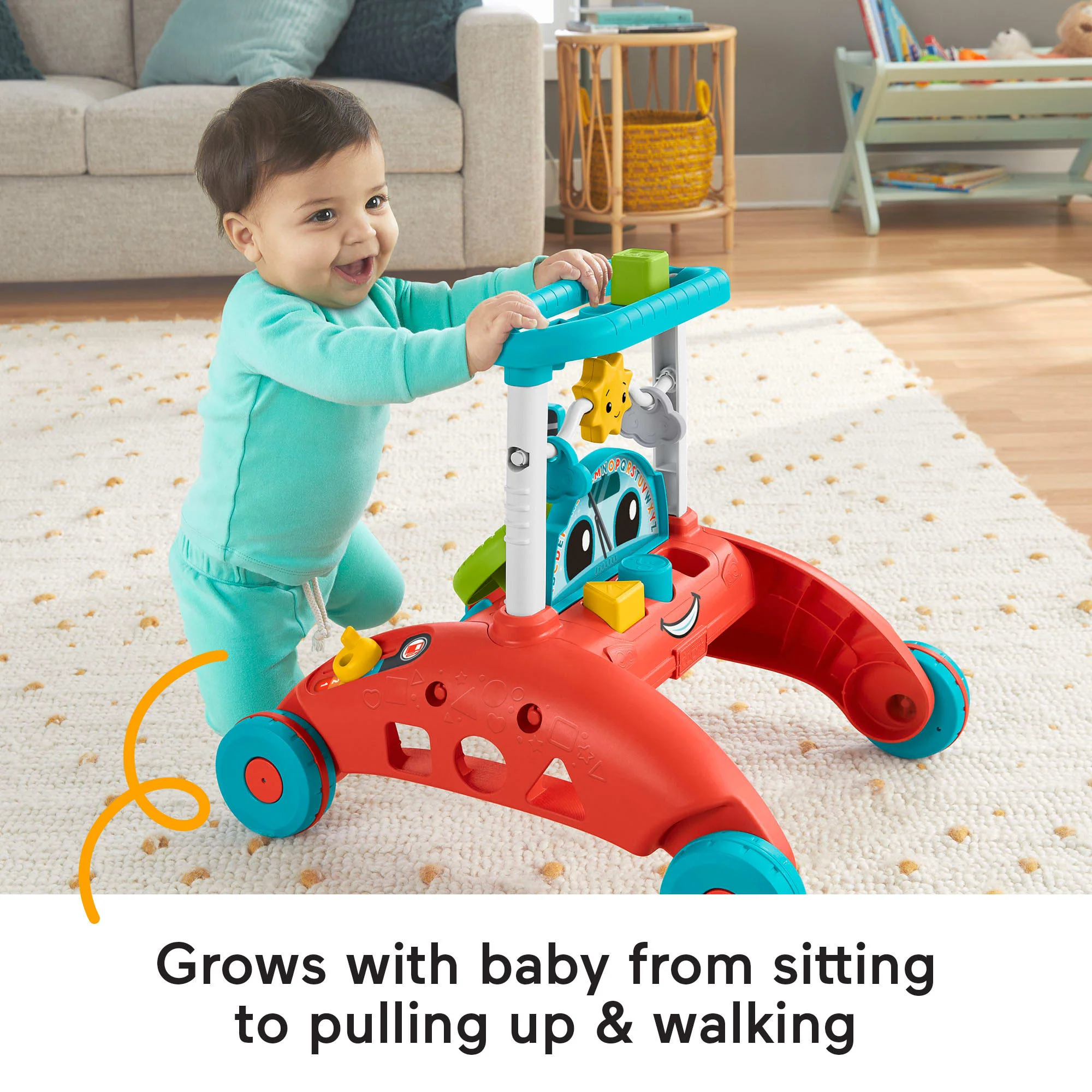 Fisher-Price 2-Sided Steady Speed Walker, Car-themed Baby Learning Toy - Image 3