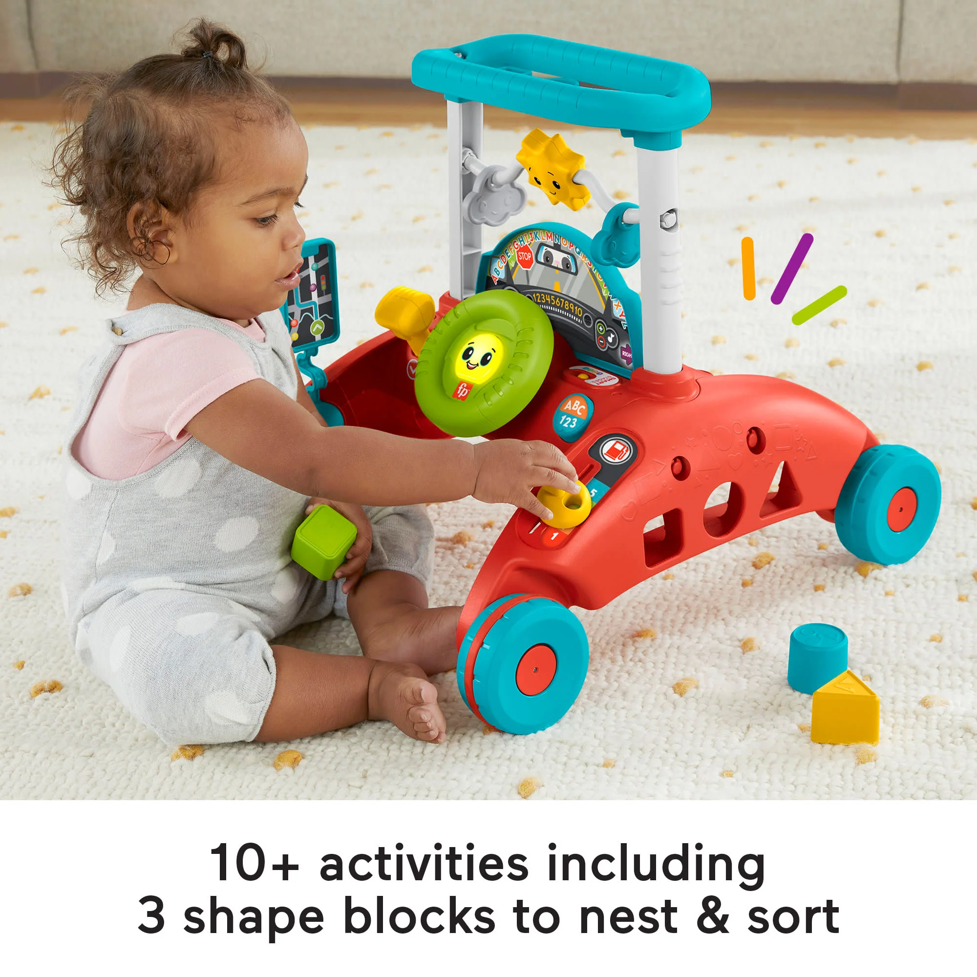 Fisher-Price 2-Sided Steady Speed Walker, Car-themed Baby Learning Toy - Image 4