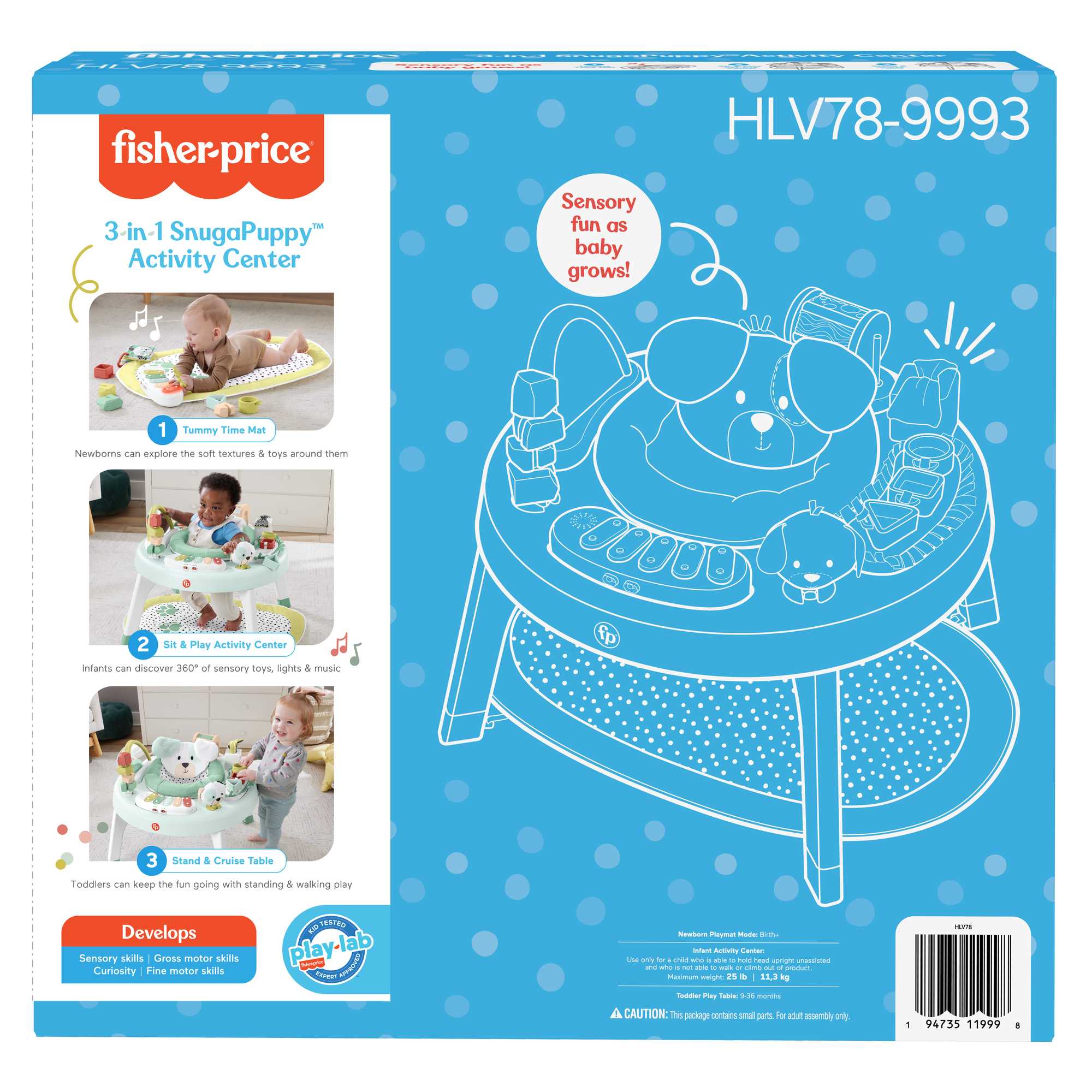 Fisher-Price 3-in-1 Baby Activity Center With Lights & Sounds, Play Mat, Toddler Toy, Snugapuppy - Image 6