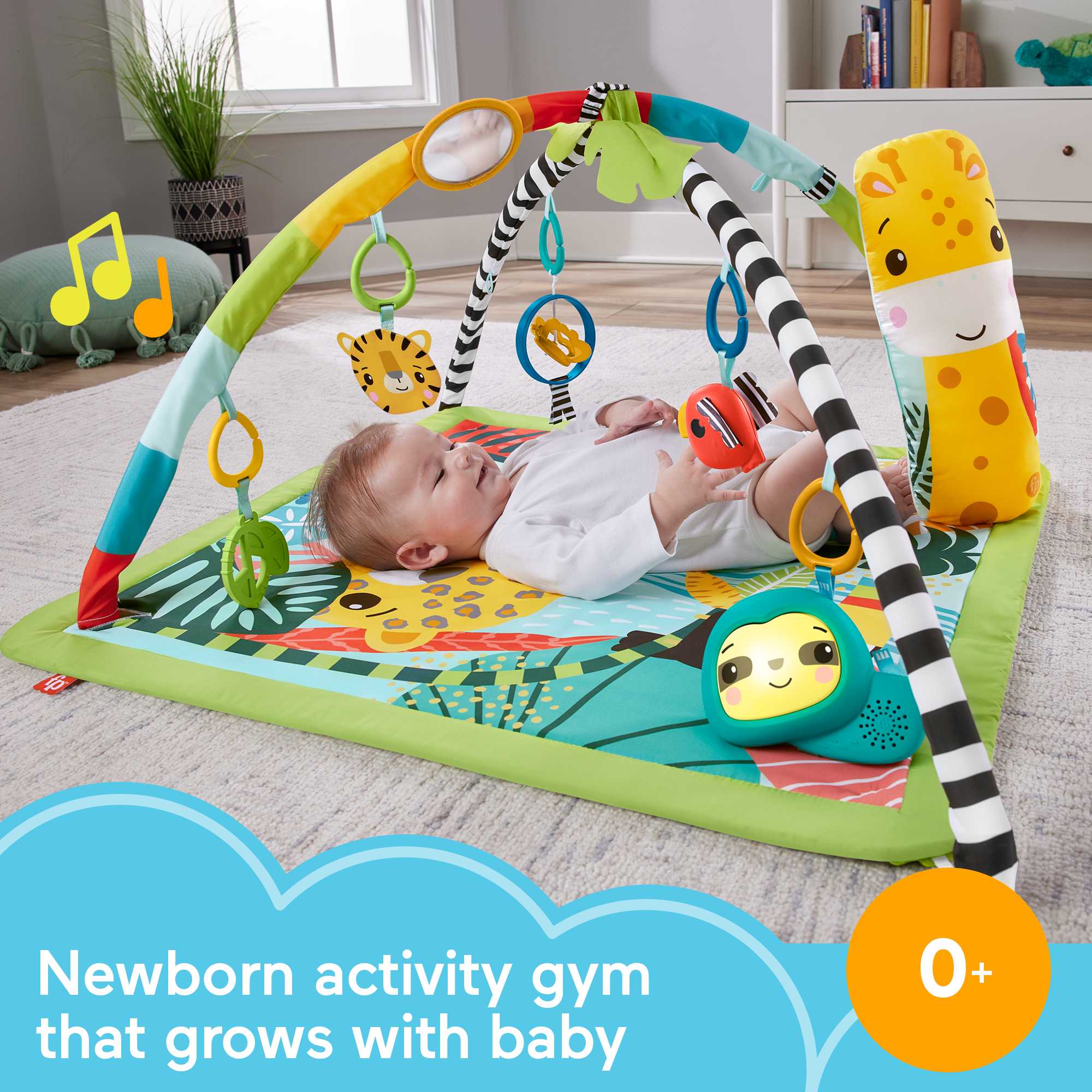 Fisher-Price 3-in-1 Baby & Toddler Gym, Baby Play Mat & Sensory Toys For Tummy Time, Rainforest - Image 2