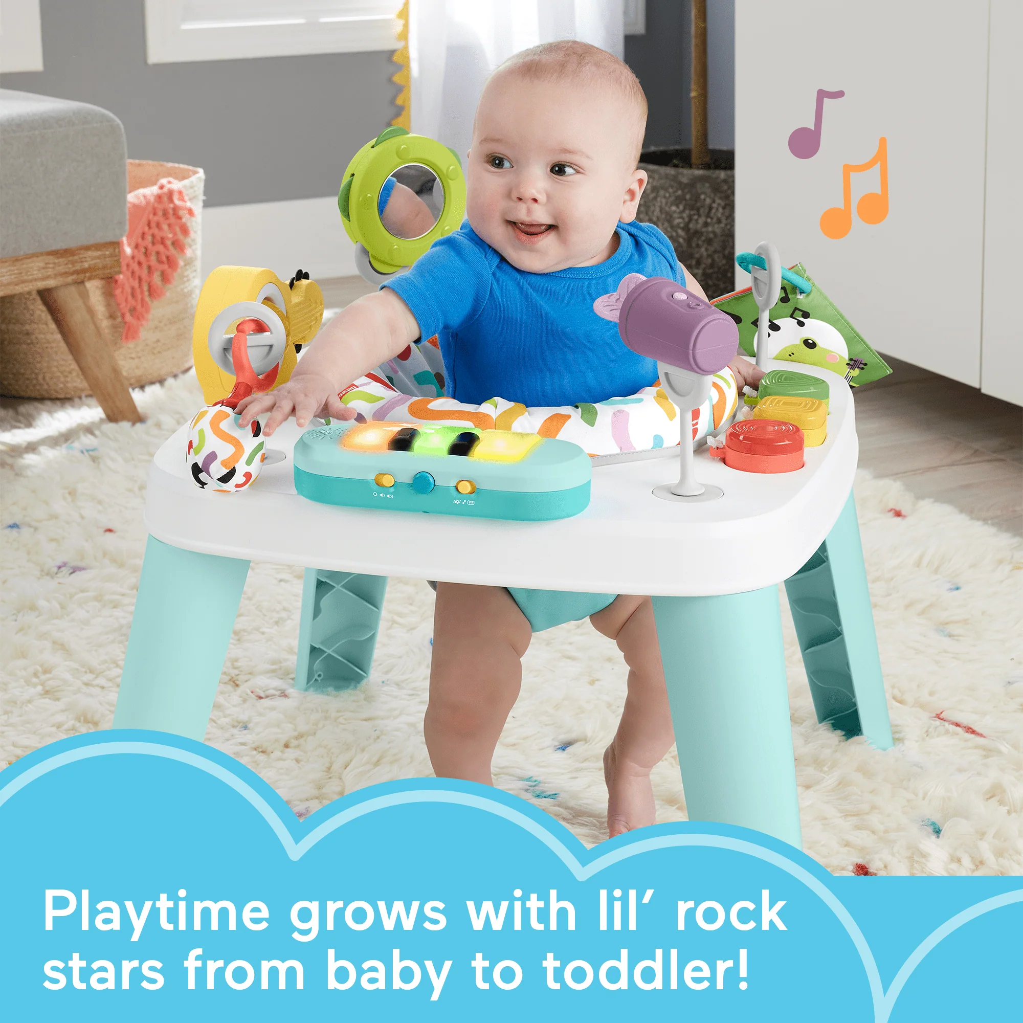 Fisher-Price 3-in-1 Hit Wonder Baby Activity Center & Toddler Play Table With Music & Lights - Image 2