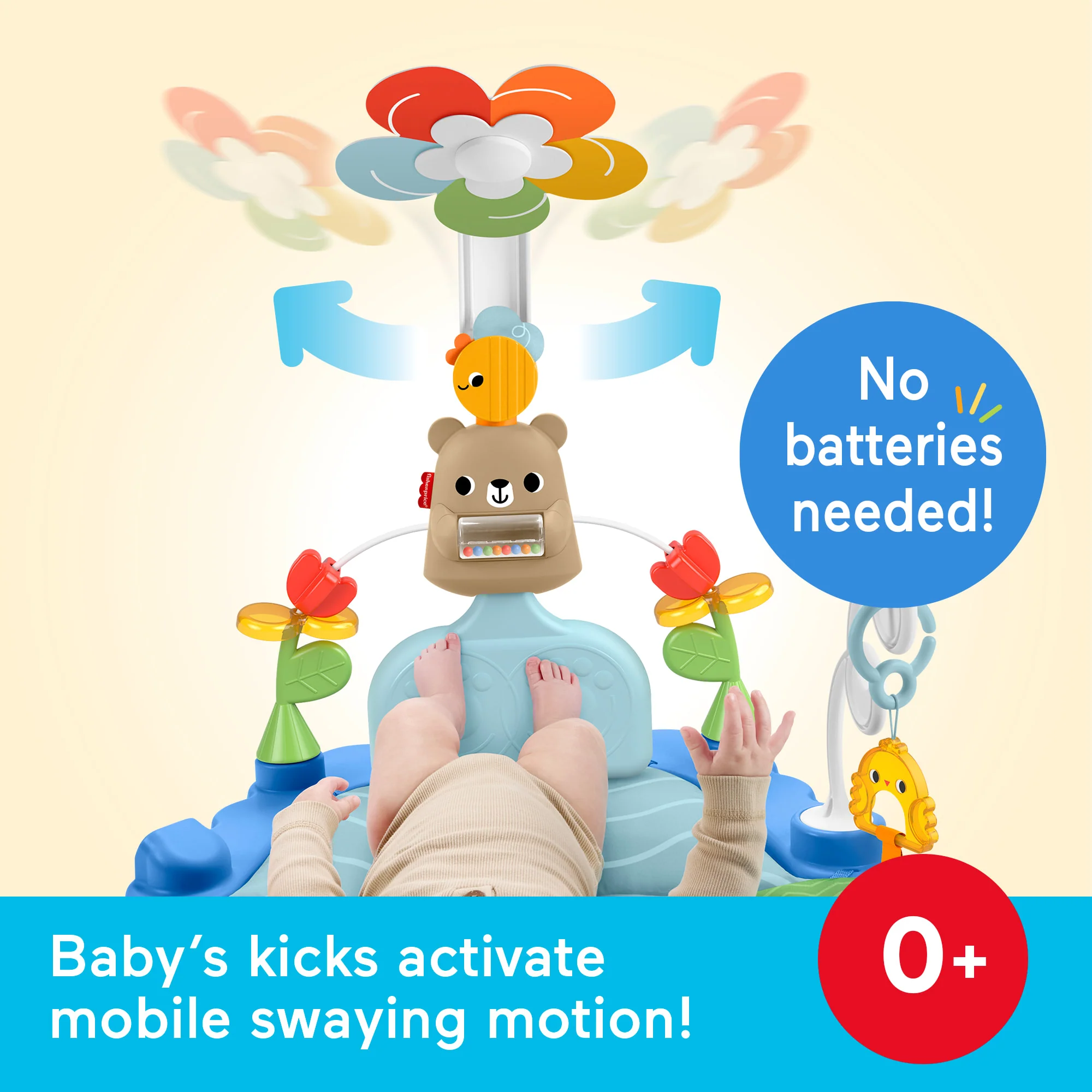 Fisher-Price 3-in-1 Kick & Sway Activity Gym, Baby Play Mat & Sensory Toys For Newborn Developmental Play - Image 2