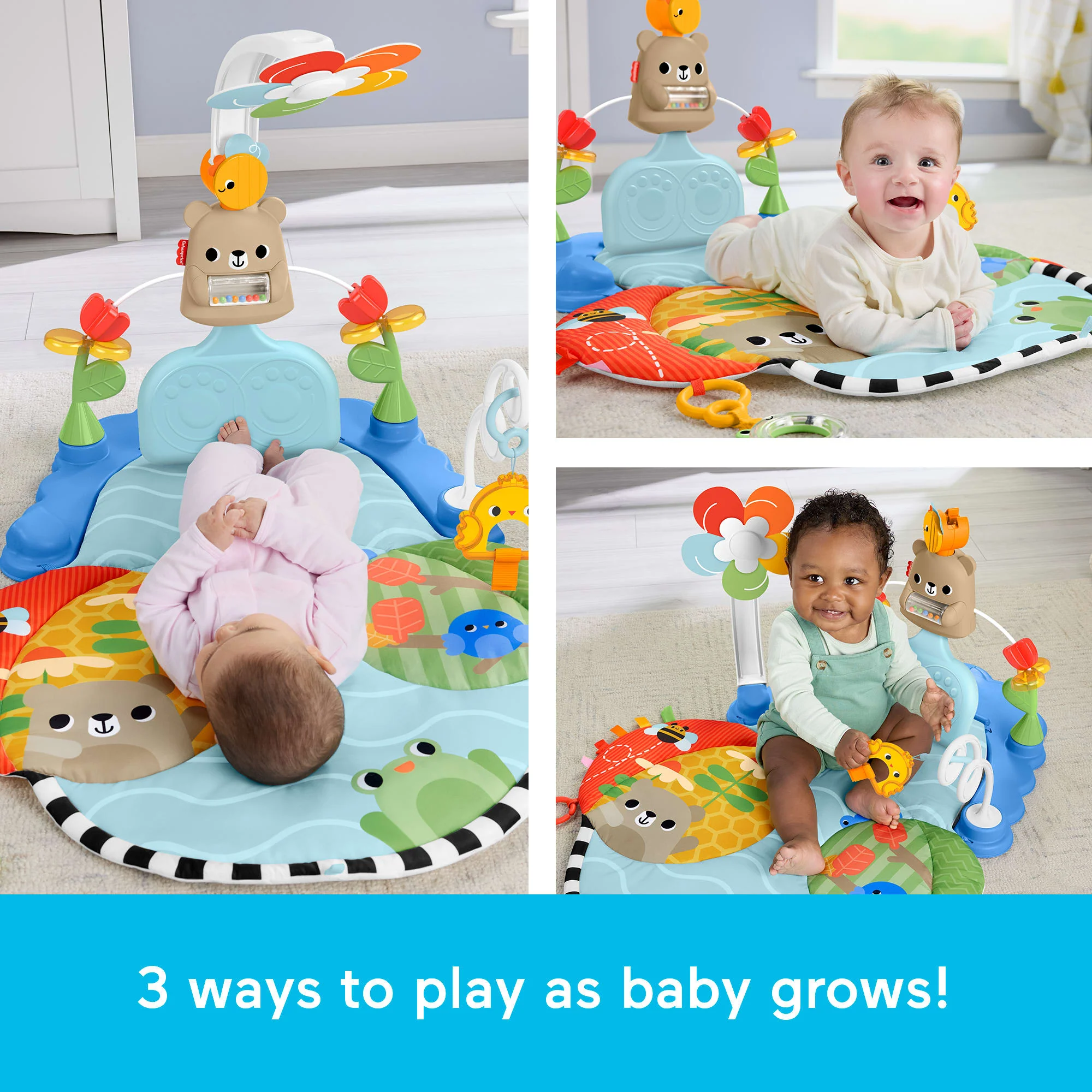Fisher-Price 3-in-1 Kick & Sway Activity Gym, Baby Play Mat & Sensory Toys For Newborn Developmental Play - Image 3