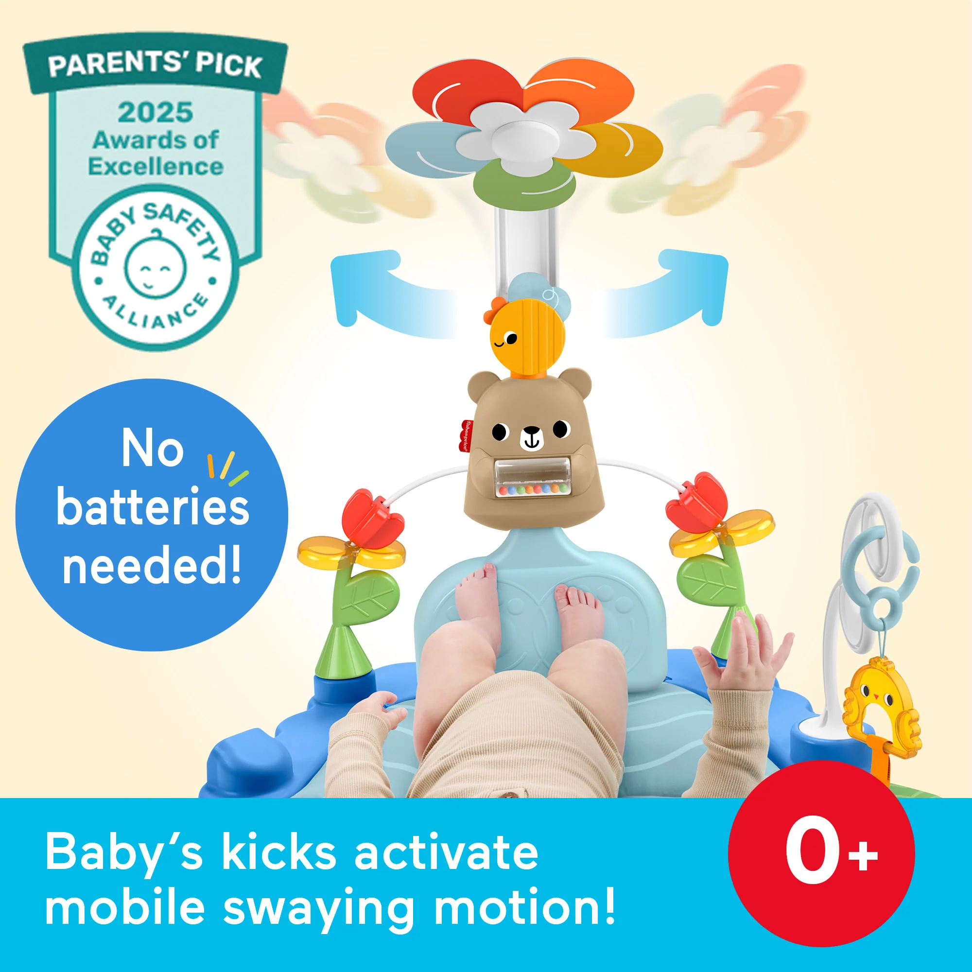 Fisher-Price 3-In-1 Kick & Sway Activity Gym, Baby Play Mat & Sensory Toys For Newborn Developmental Play - Image 2