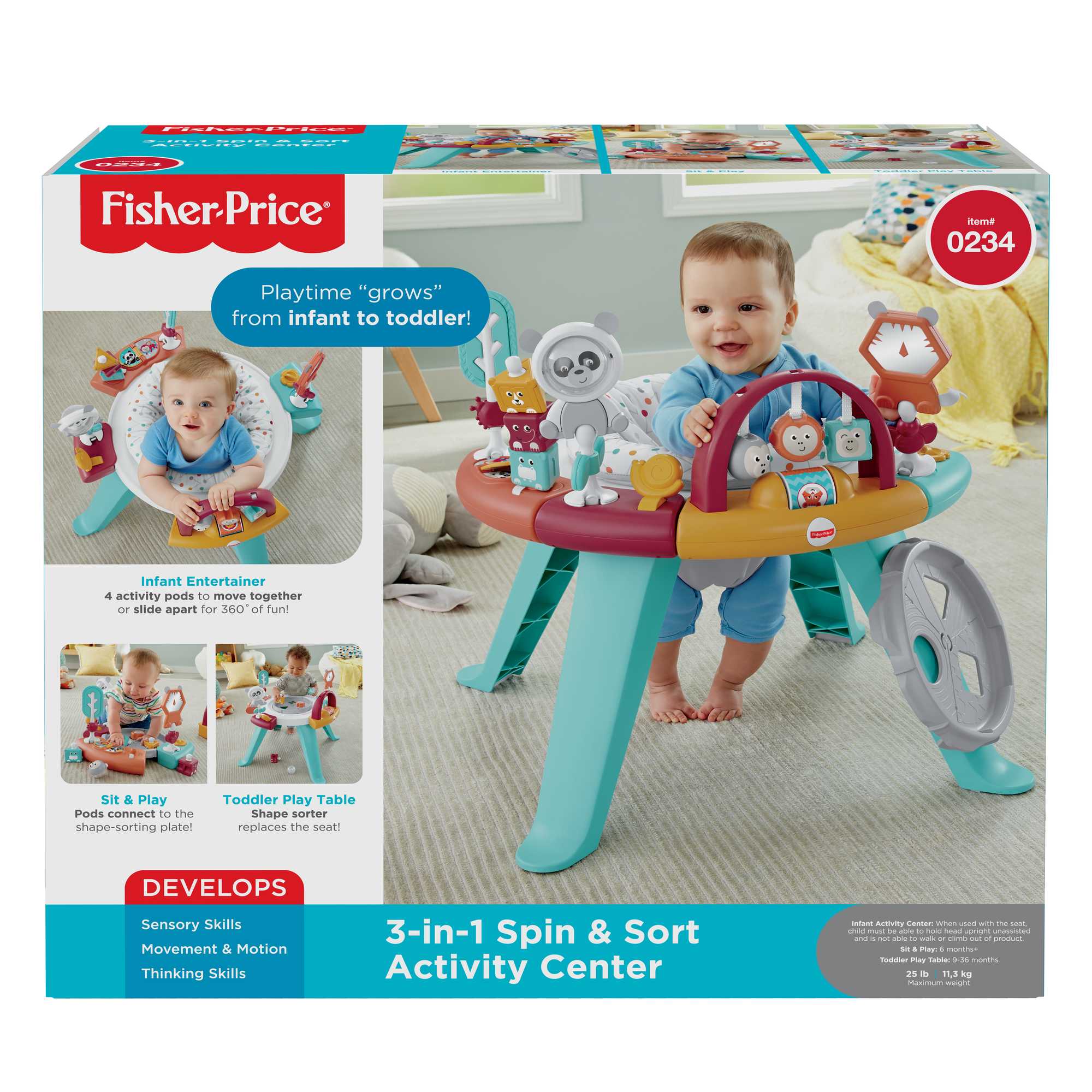 Fisher-Price 3-in-1 Spin & Sort Activity Center - Watermelon Mint - Image 6