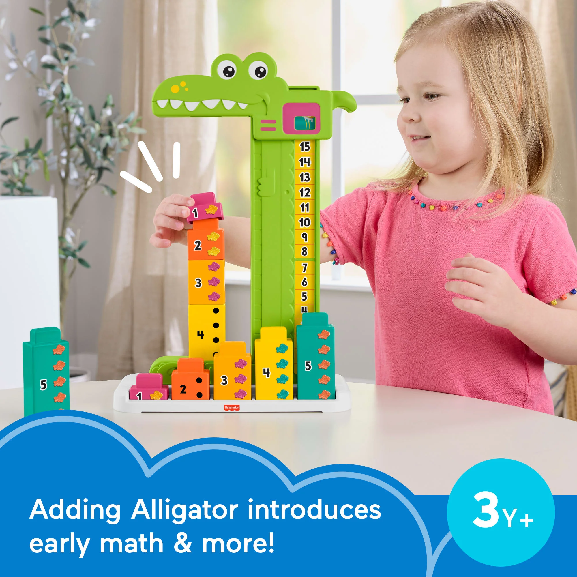 Fisher-Price Adding Alligator Educational Toy With 10 Stacking Blocks For Preschool Kids - Image 2
