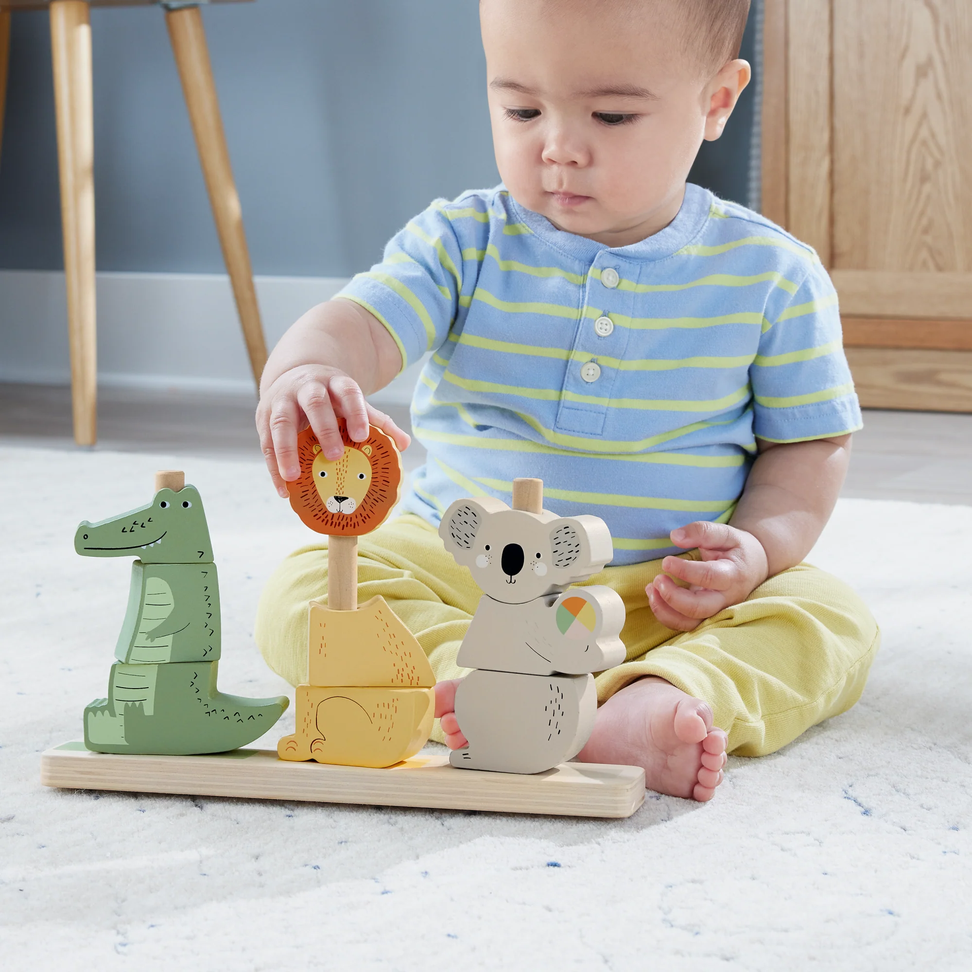 Fisher-Price Animaux en Bois à Empiler et Trier, 10 Éléments - Image 2