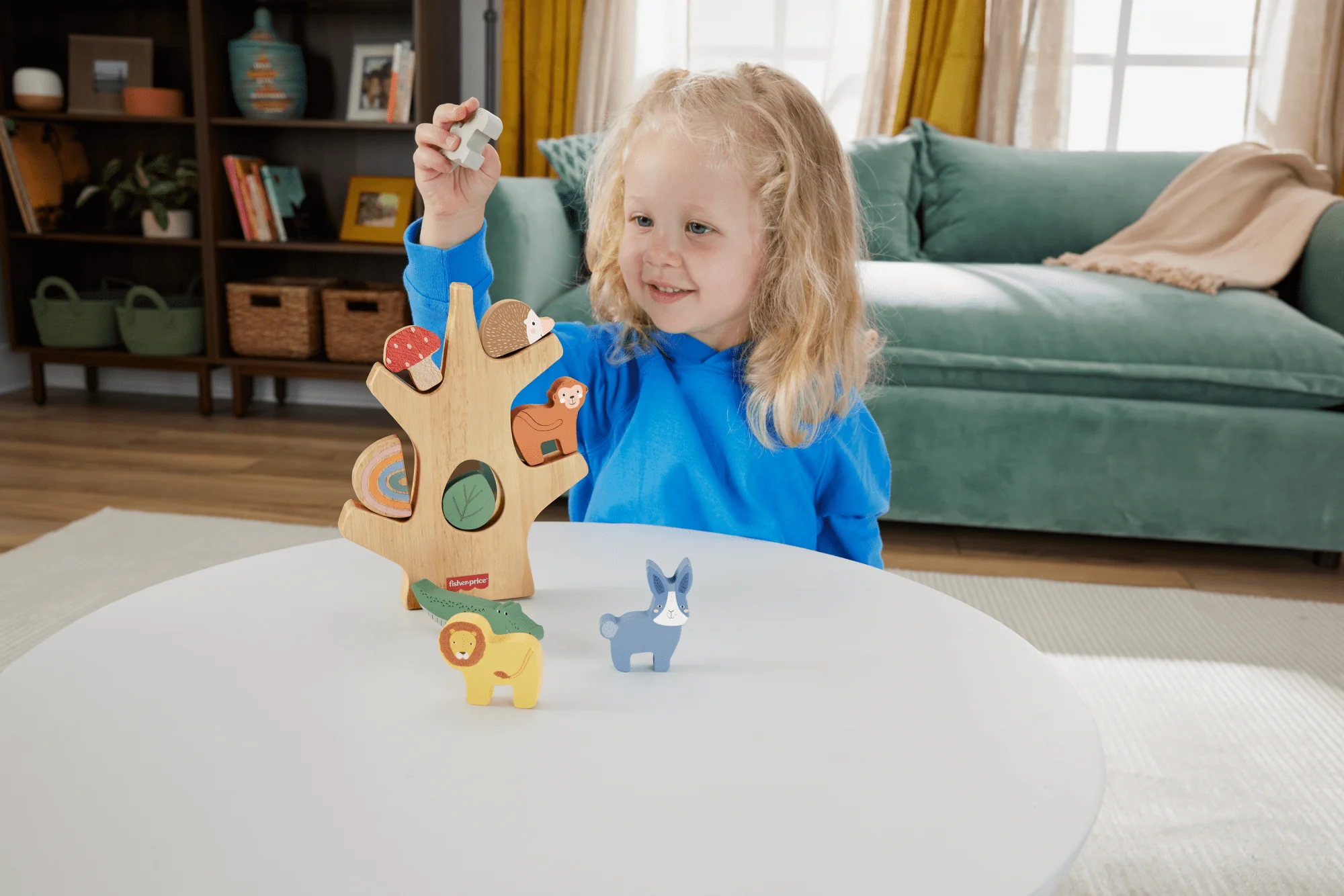 Fisher-Price Arbre D’Équilibre en Bois, Empilage, 10 Éléments - Image 2