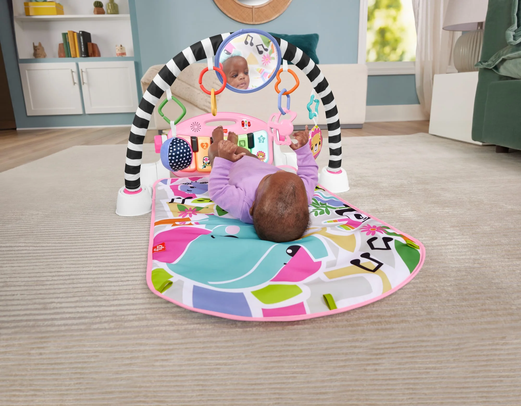Fisher-Price Baby Gimnasio para Bebés Piano Pataditas Musicales Brilla y Crece Rosa - Image 2