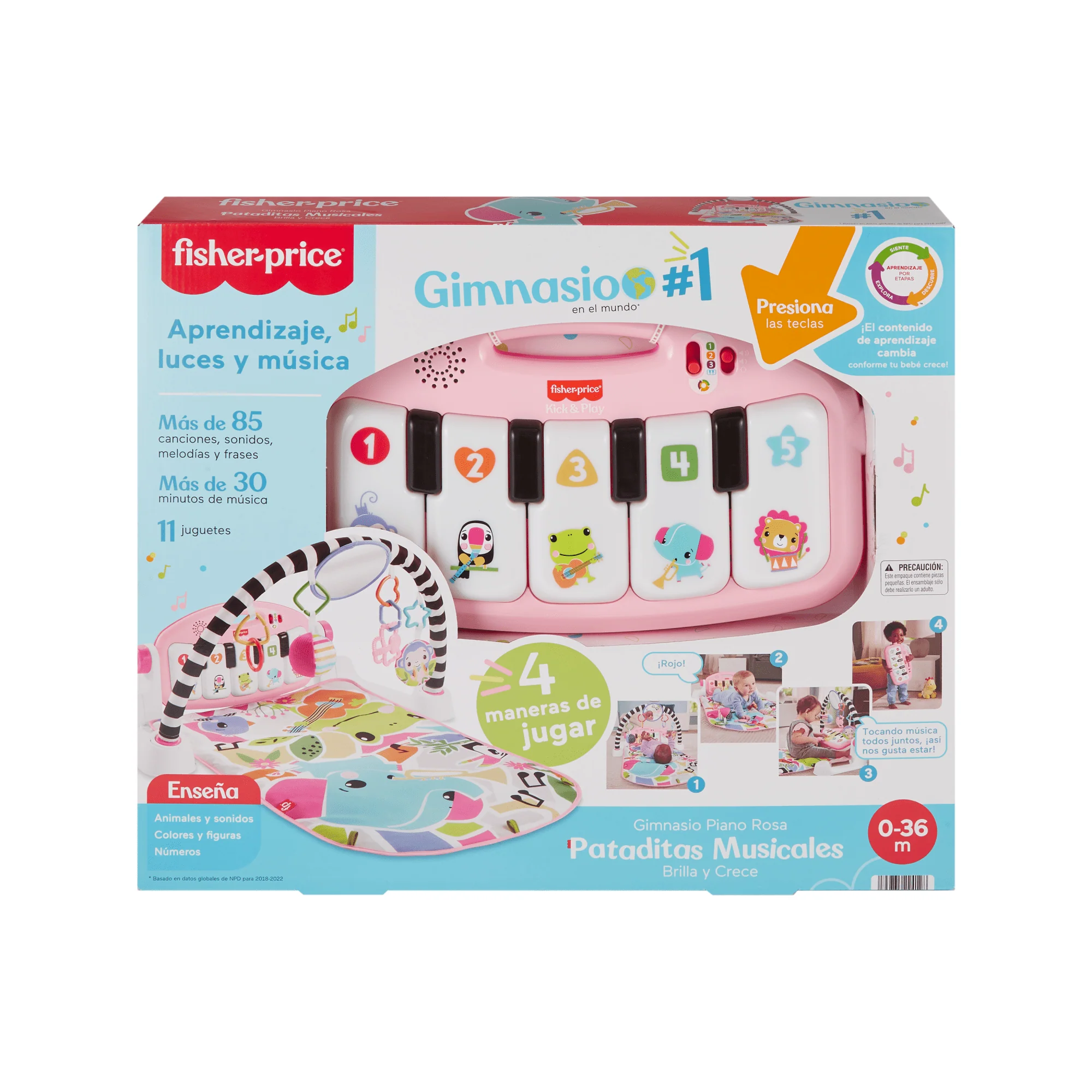Fisher-Price Baby Gimnasio para Bebés Piano Pataditas Musicales Brilla y Crece Rosa - Image 7