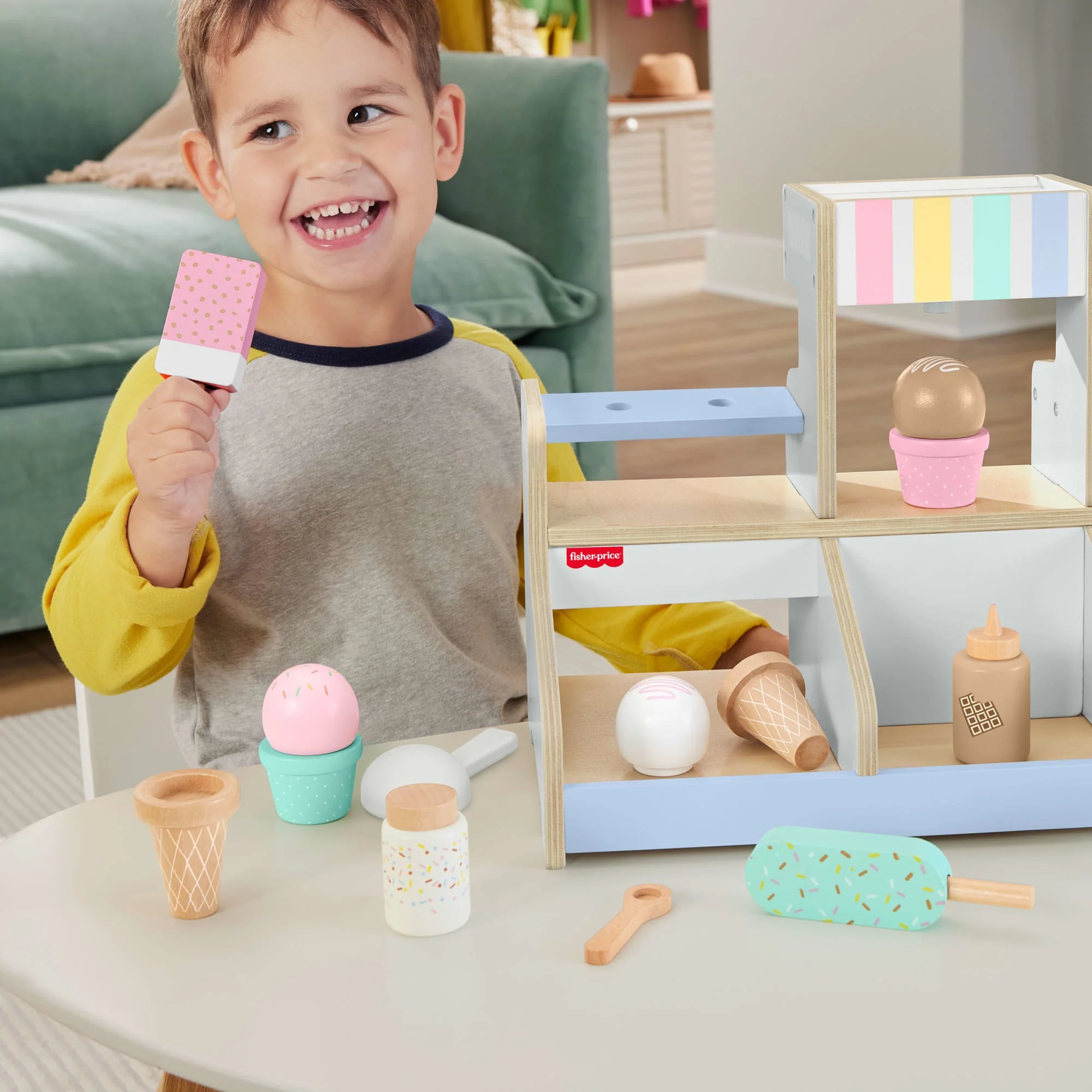 Fisher-Price  Coffret  Bar Laitier en Bois, 18Éléments en Bois - Image 2