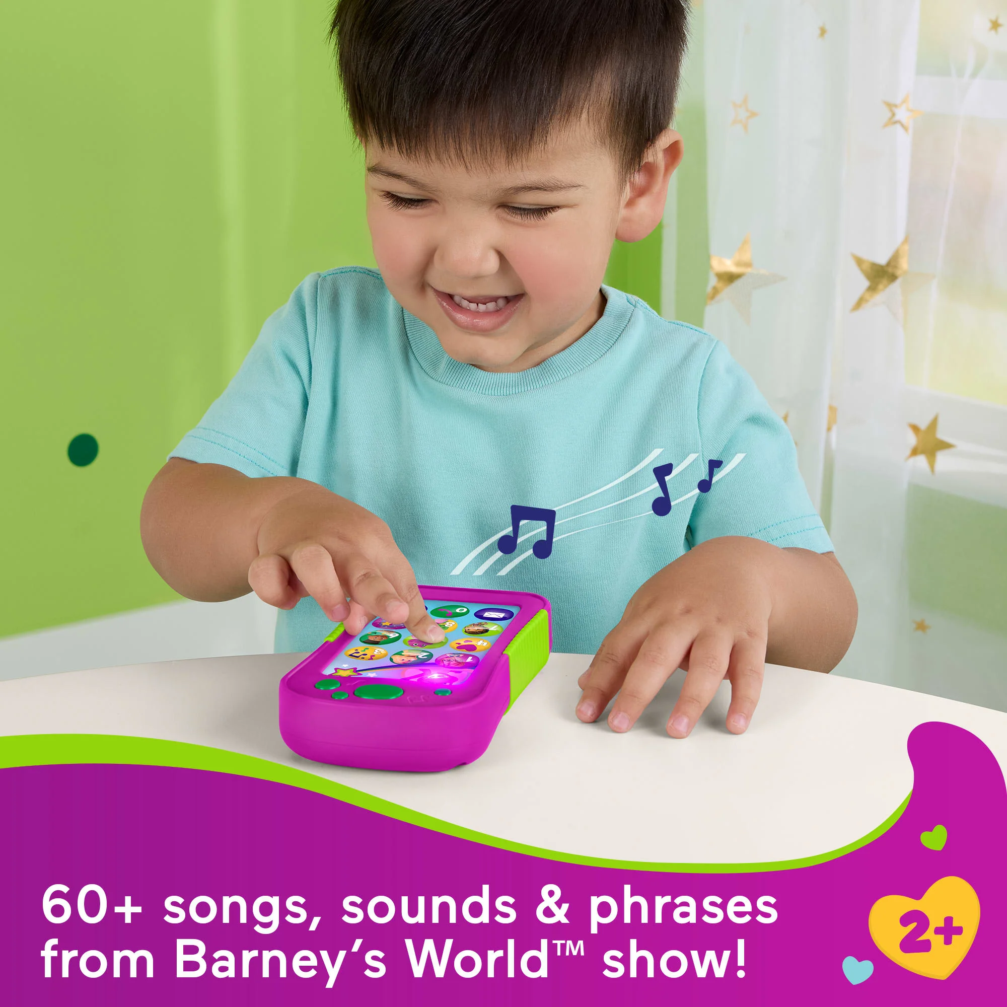 Fisher-Price Barney's World Hey Barney Phone Musical Toddler Toy With Lights For Kids, Multilanguage Version - Image 2