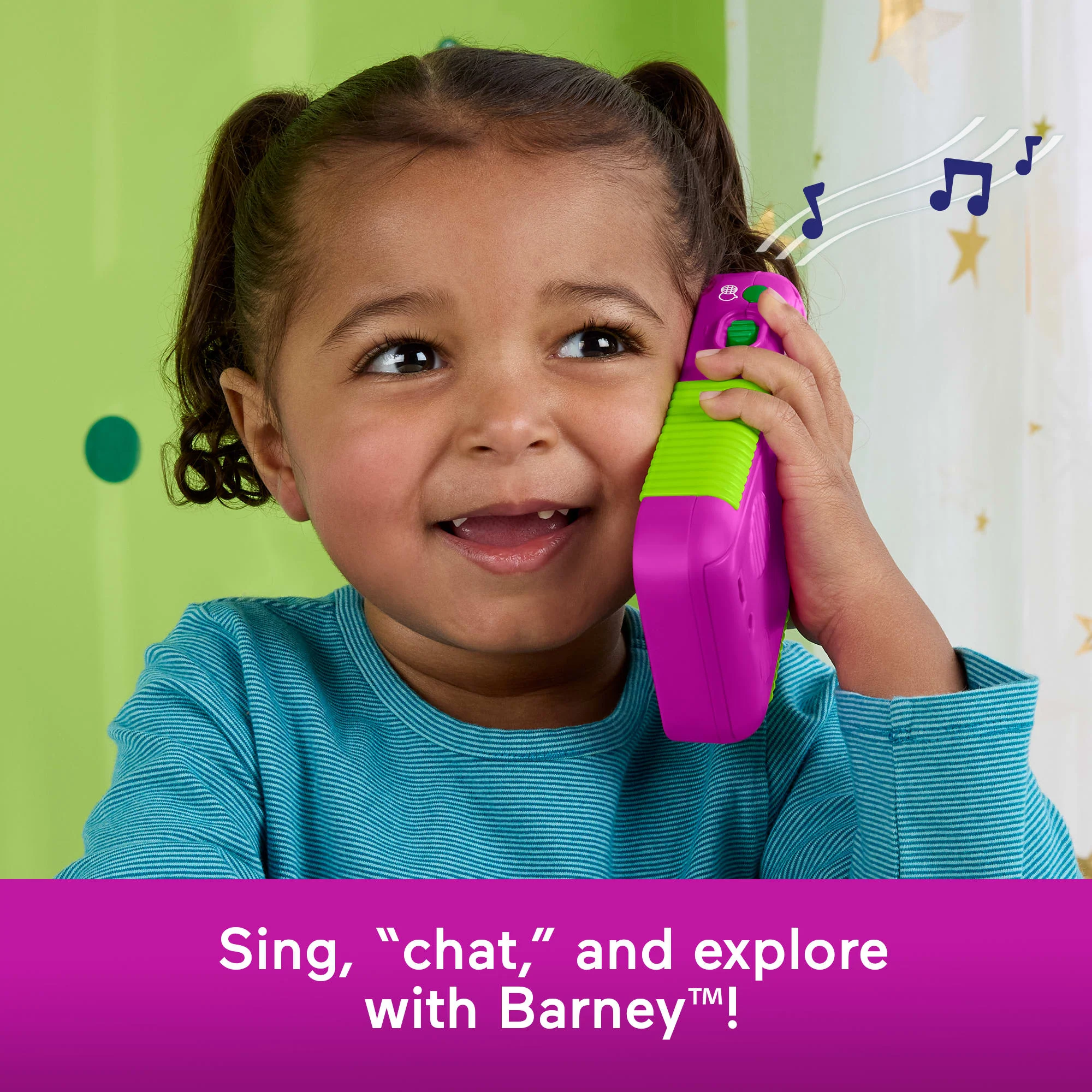 Fisher-Price Barney's World Hey Barney Phone Musical Toddler Toy With Lights For Kids, Multilanguage Version - Image 5