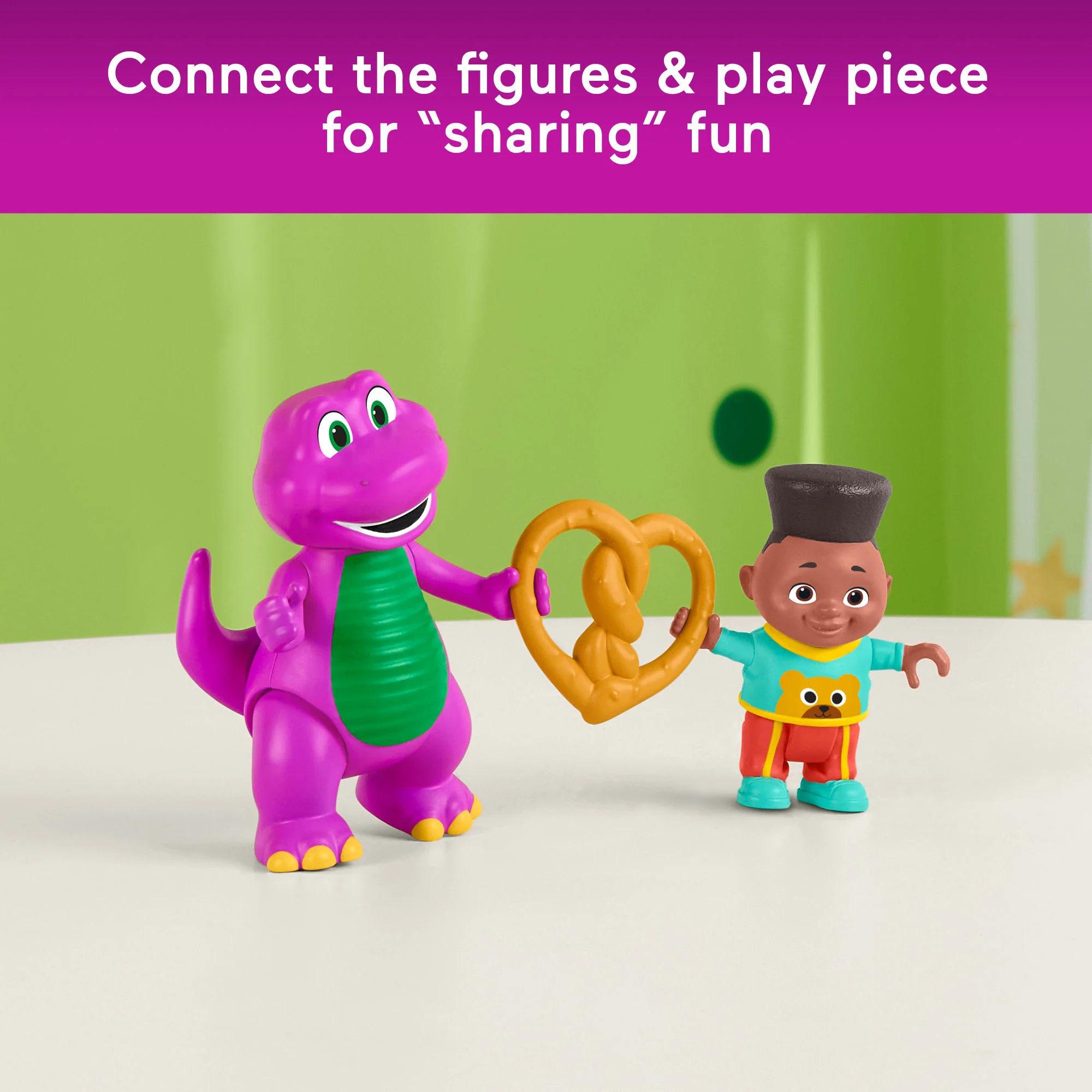Fisher-Price Barney's World Barney's Friend David & Barney Figure Set For Kids, 3 Toys - Image 3