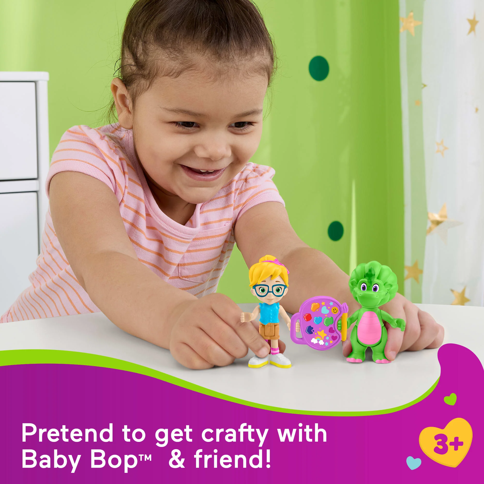 Fisher-Price Barney's World Barney's Friend Vivie & Baby Bop Figure Set For Kids, 3 Toys - Image 2