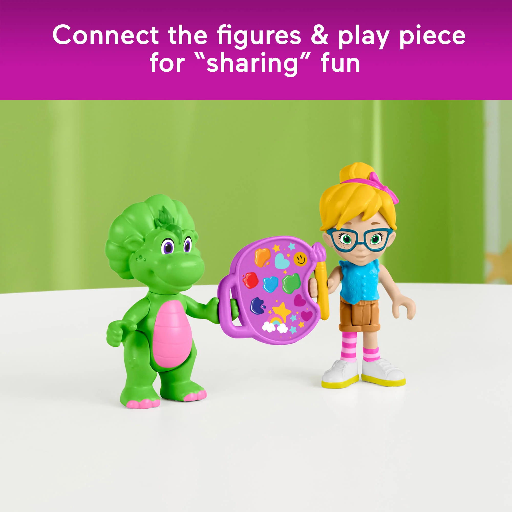 Fisher-Price Barney's World Barney's Friend Vivie & Baby Bop Figure Set For Kids, 3 Toys - Image 3