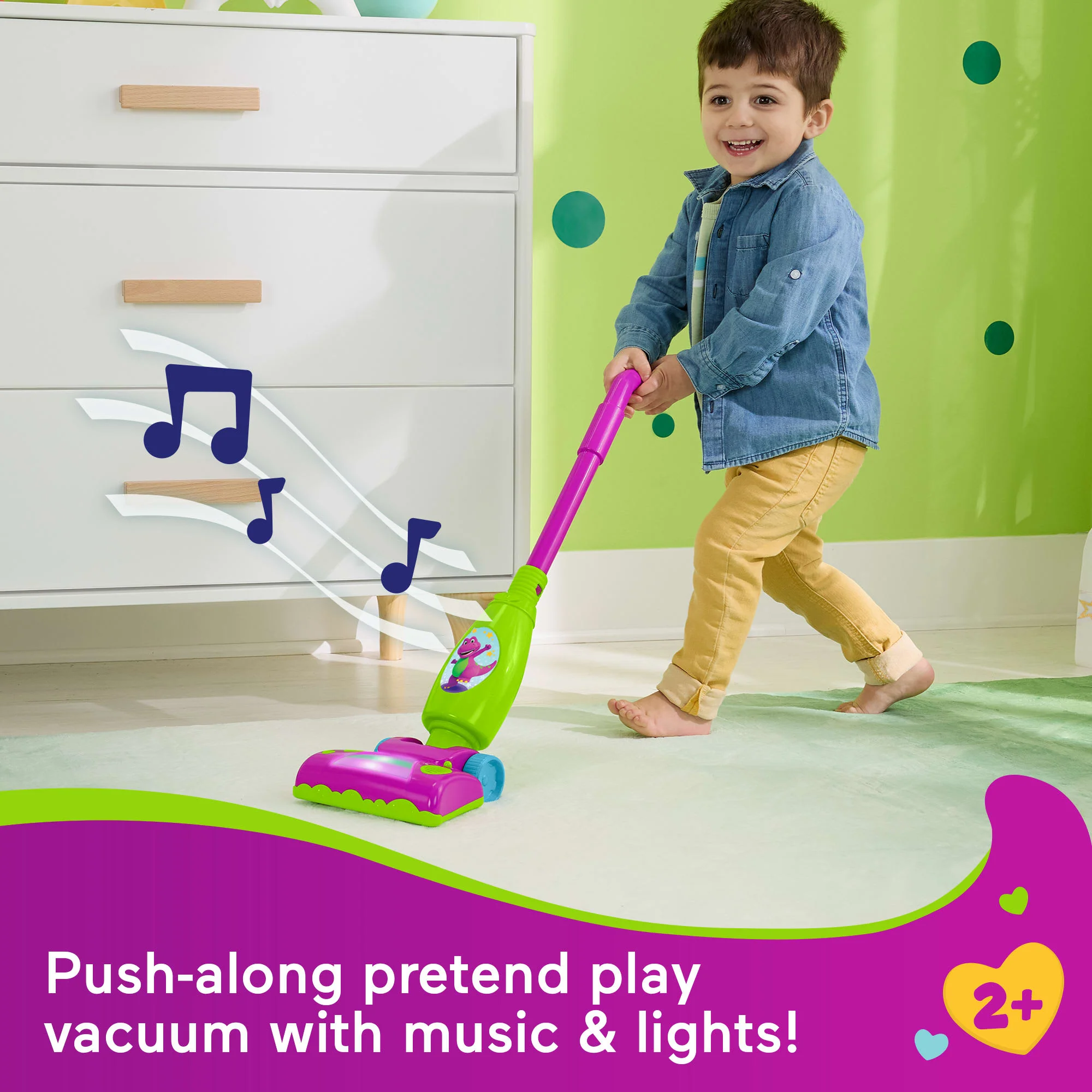 Fisher-Price Barney's World Clean Up Vacuum Electronic Toddler Toy With Lights, Music & Games - Image 2