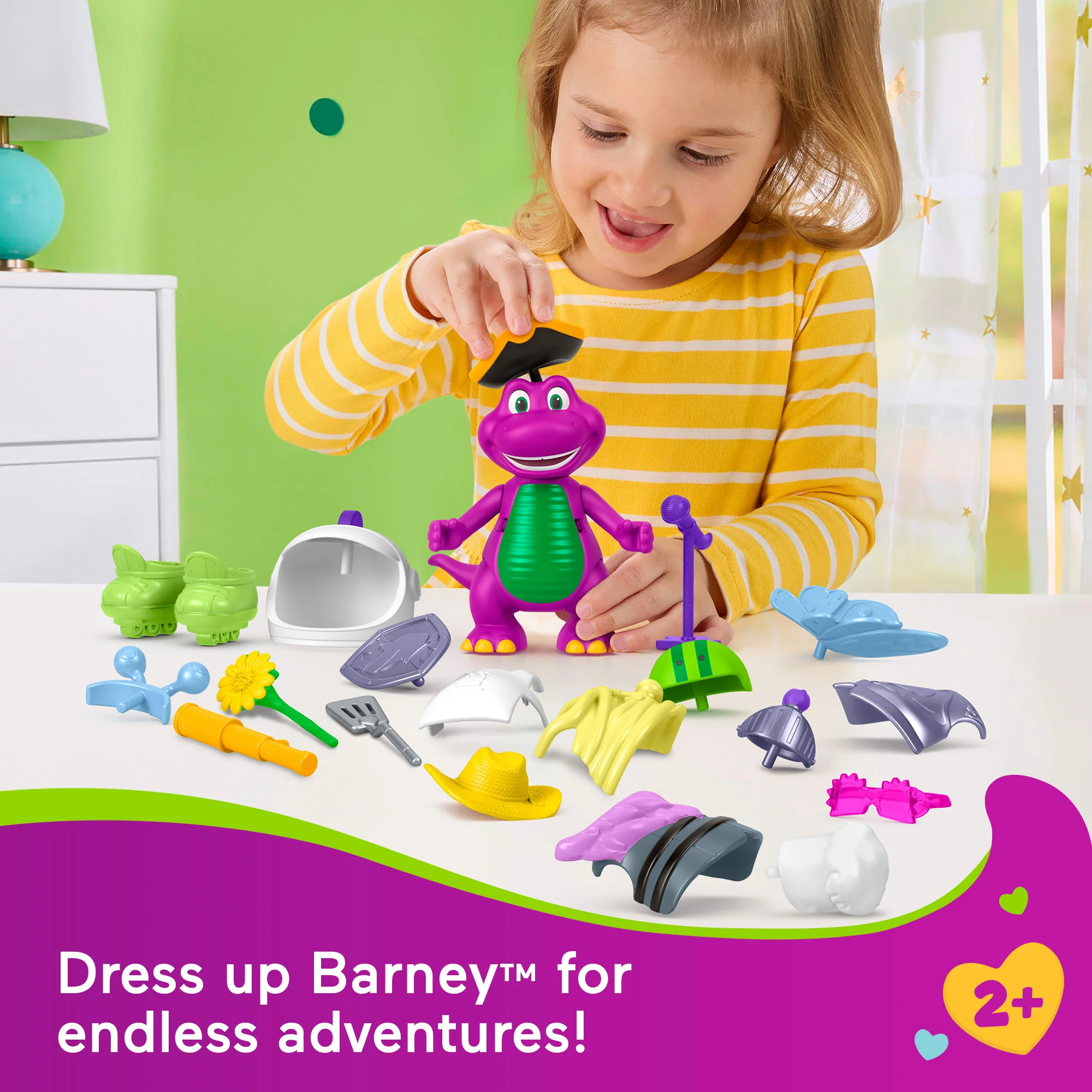 Fisher-Price Barney's World Dress Up Barney Set, 1 Figure & 20 Pieces - Image 2