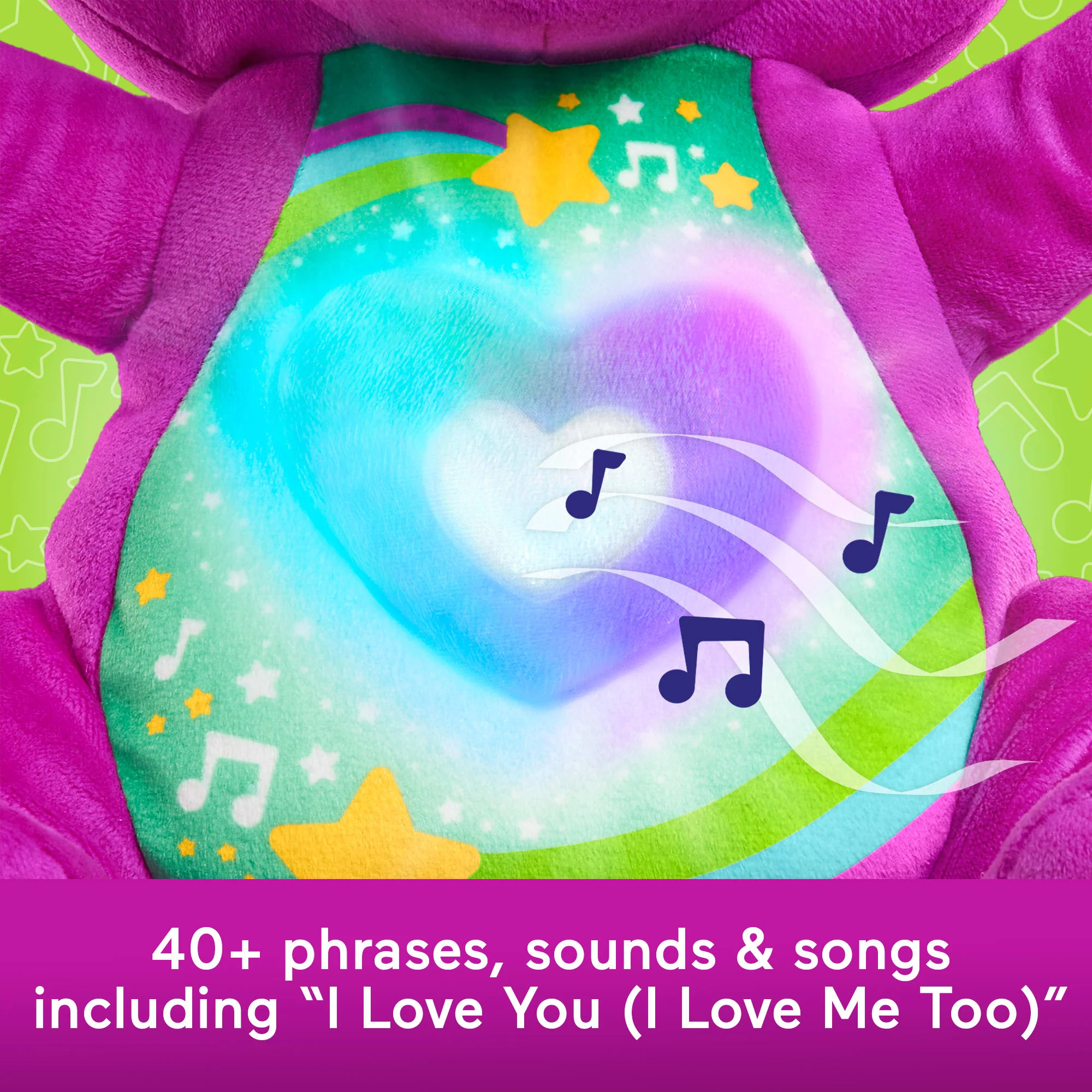 Fisher-Price Barney's World Heart Glow Barney Plush Toy With Music & Lights For Toddlers & Kids, Multilanguage Version - Image 5