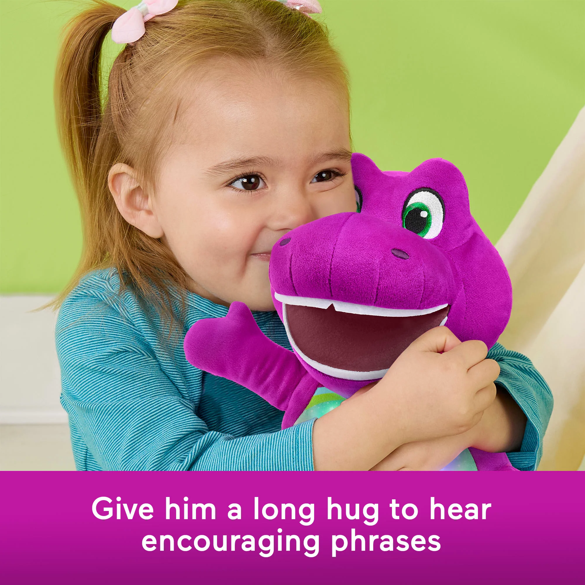 Fisher-Price Barney's World Heart Glow Barney Plush Toy With Music & Lights For Toddlers & Kids - Image 5