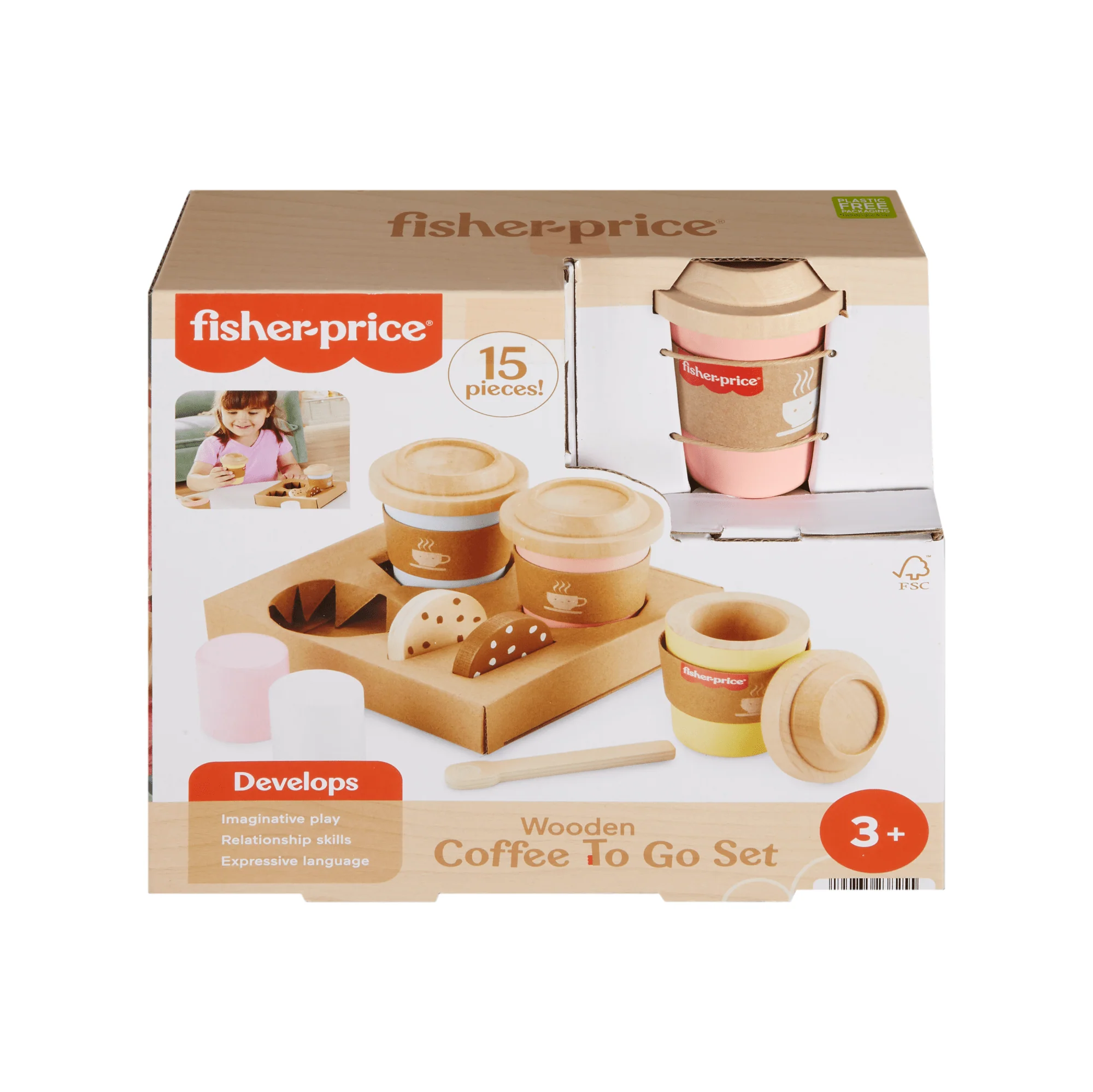 Fisher-Price Brinquedo para Bebês Conjunto Meu Primeiro Cappuccino de Madeira - Image 6