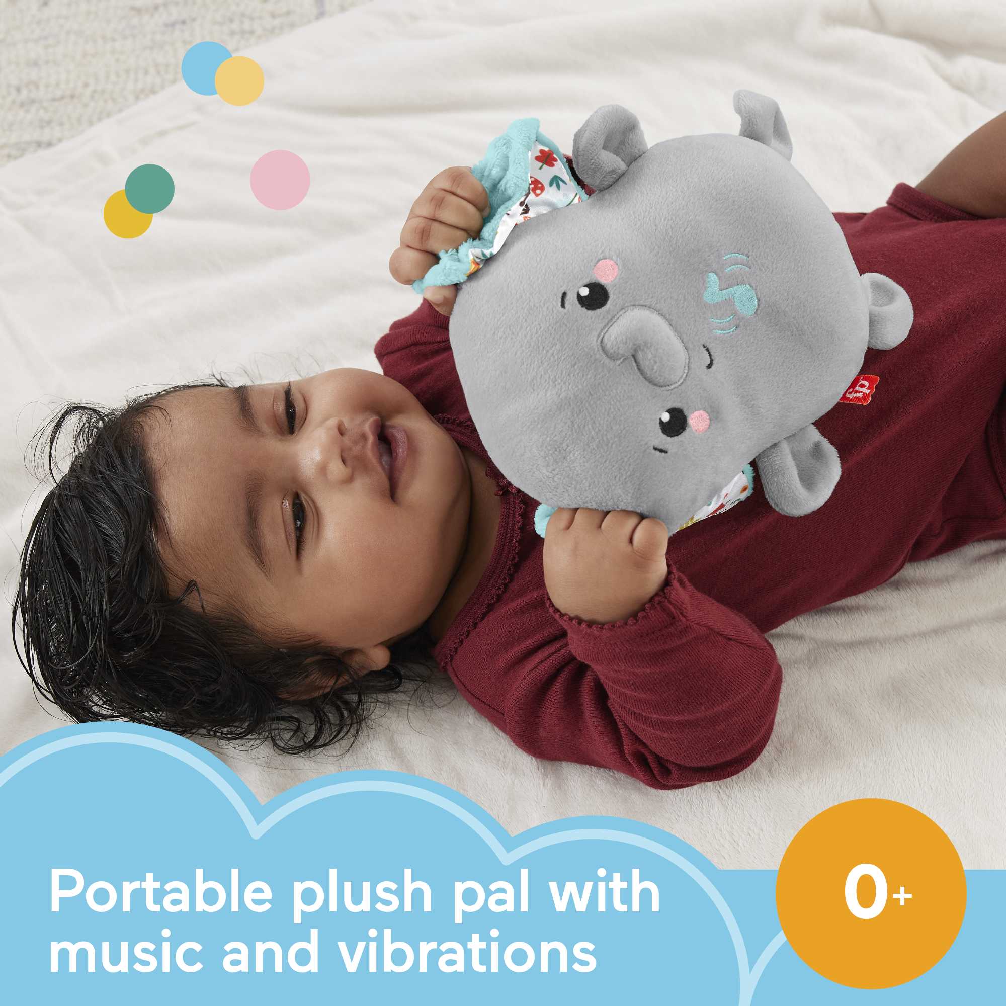 Fisher-Price Plush Elephant Baby Toy Sound Machine With Vibrations, Calming Vibes Soother - Image 2