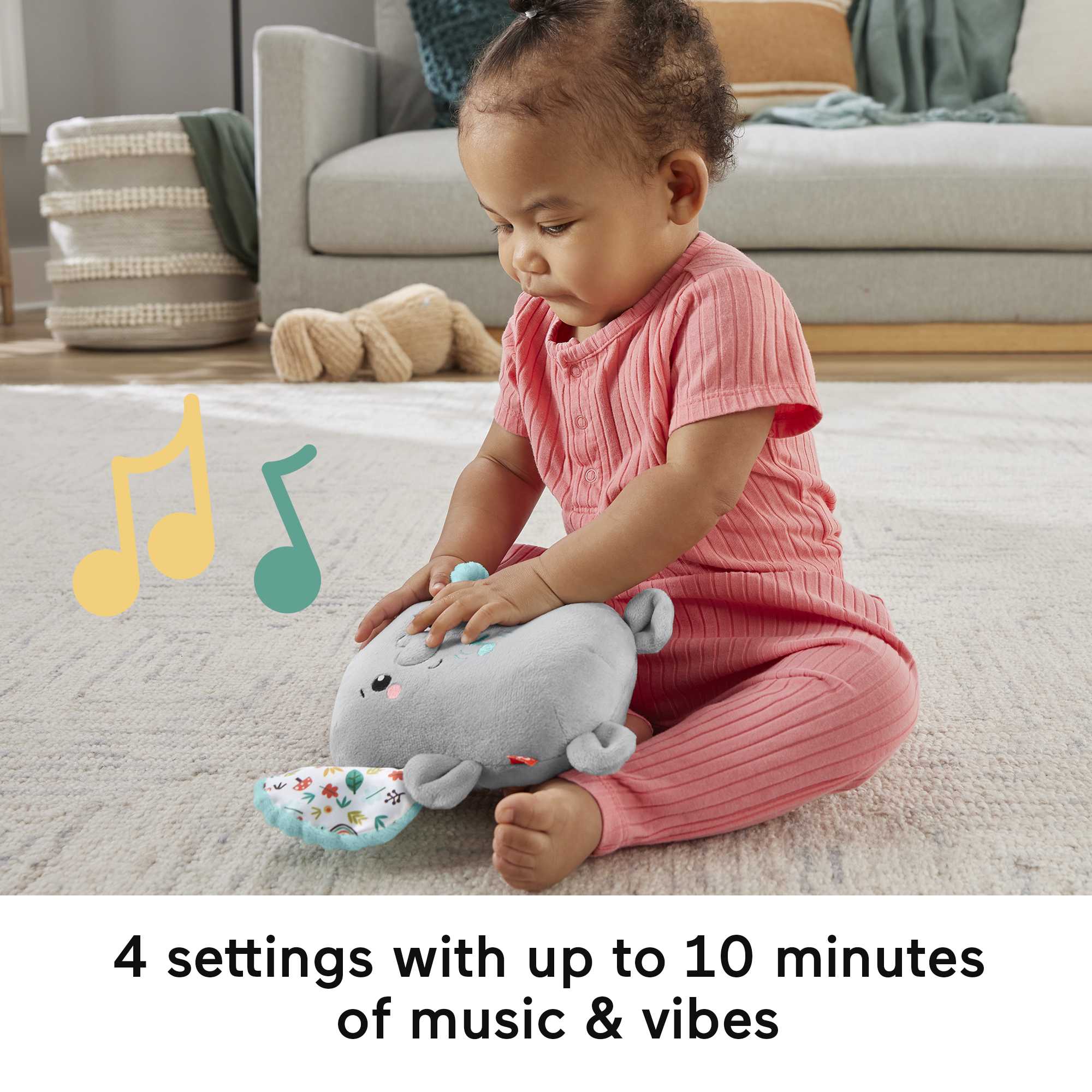 Fisher-Price Plush Elephant Baby Toy Sound Machine With Vibrations, Calming Vibes Soother - Image 3