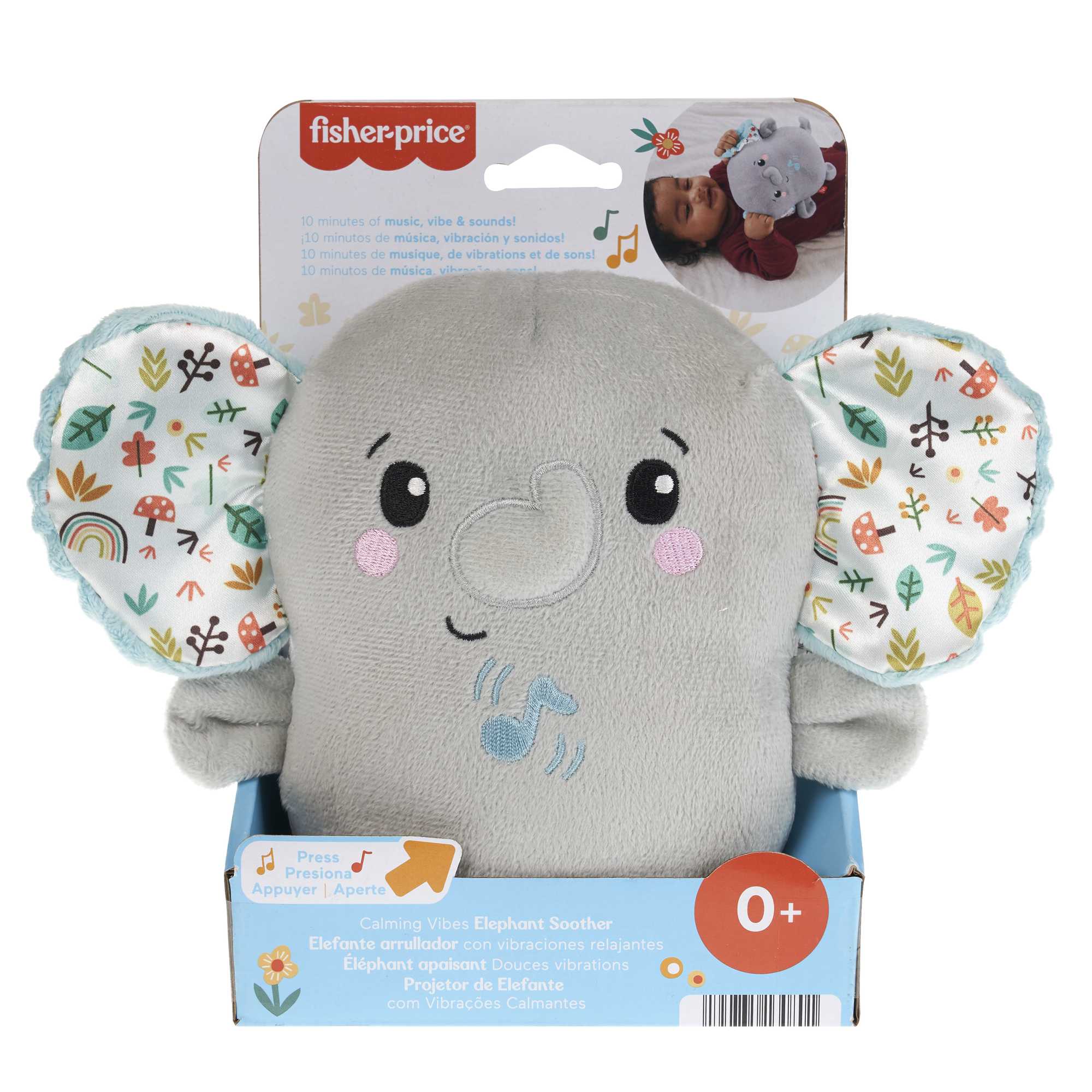 Fisher-Price Plush Elephant Baby Toy Sound Machine With Vibrations, Calming Vibes Soother - Image 6