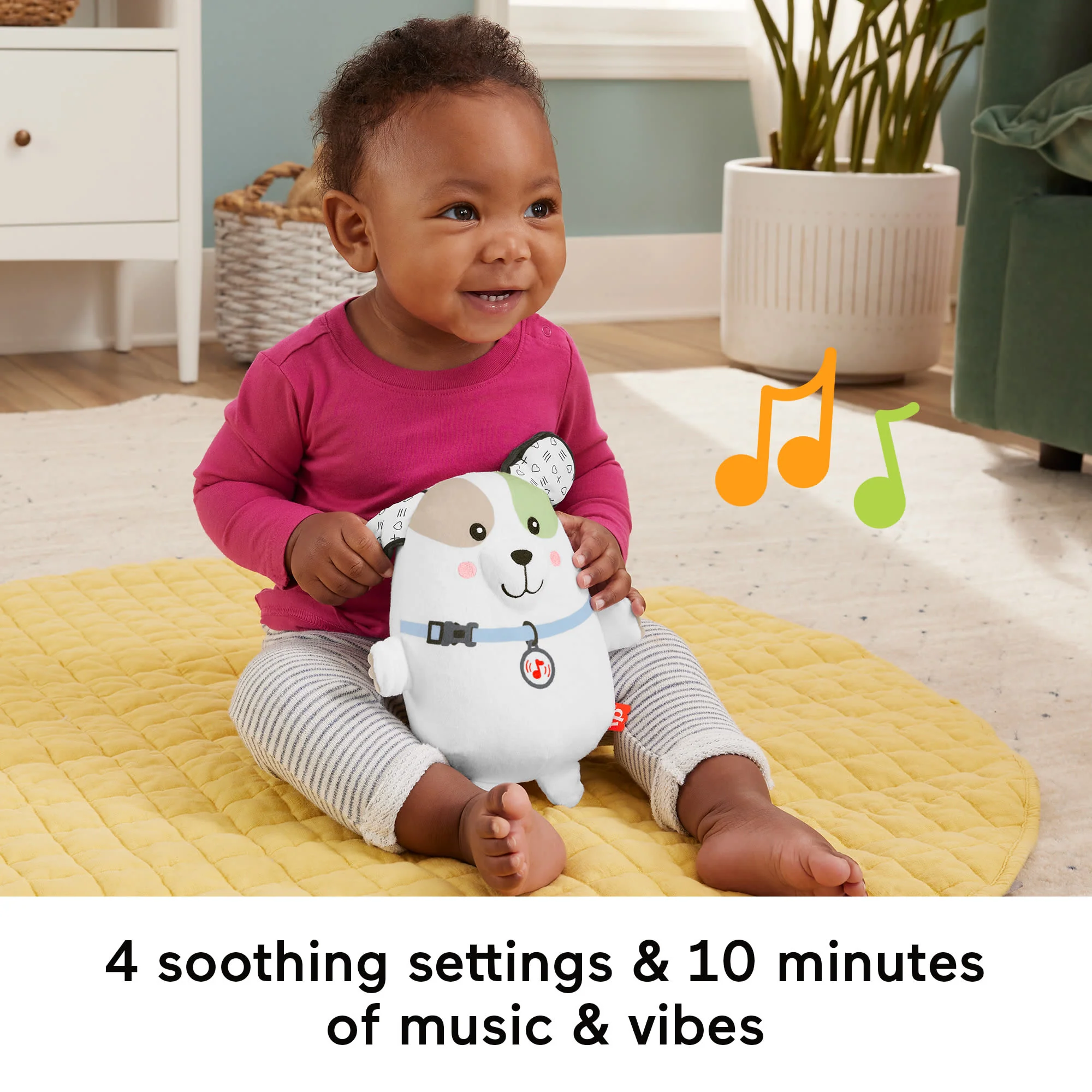 Fisher Price Calming Vibes Puppy Soother Portable Sound Machine Plush Toy For Newborns - Image 3